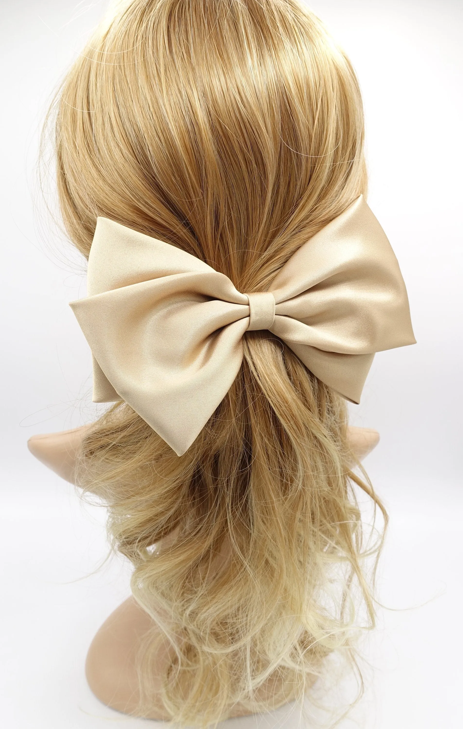 large satin hair bow, basic style hair bow for women