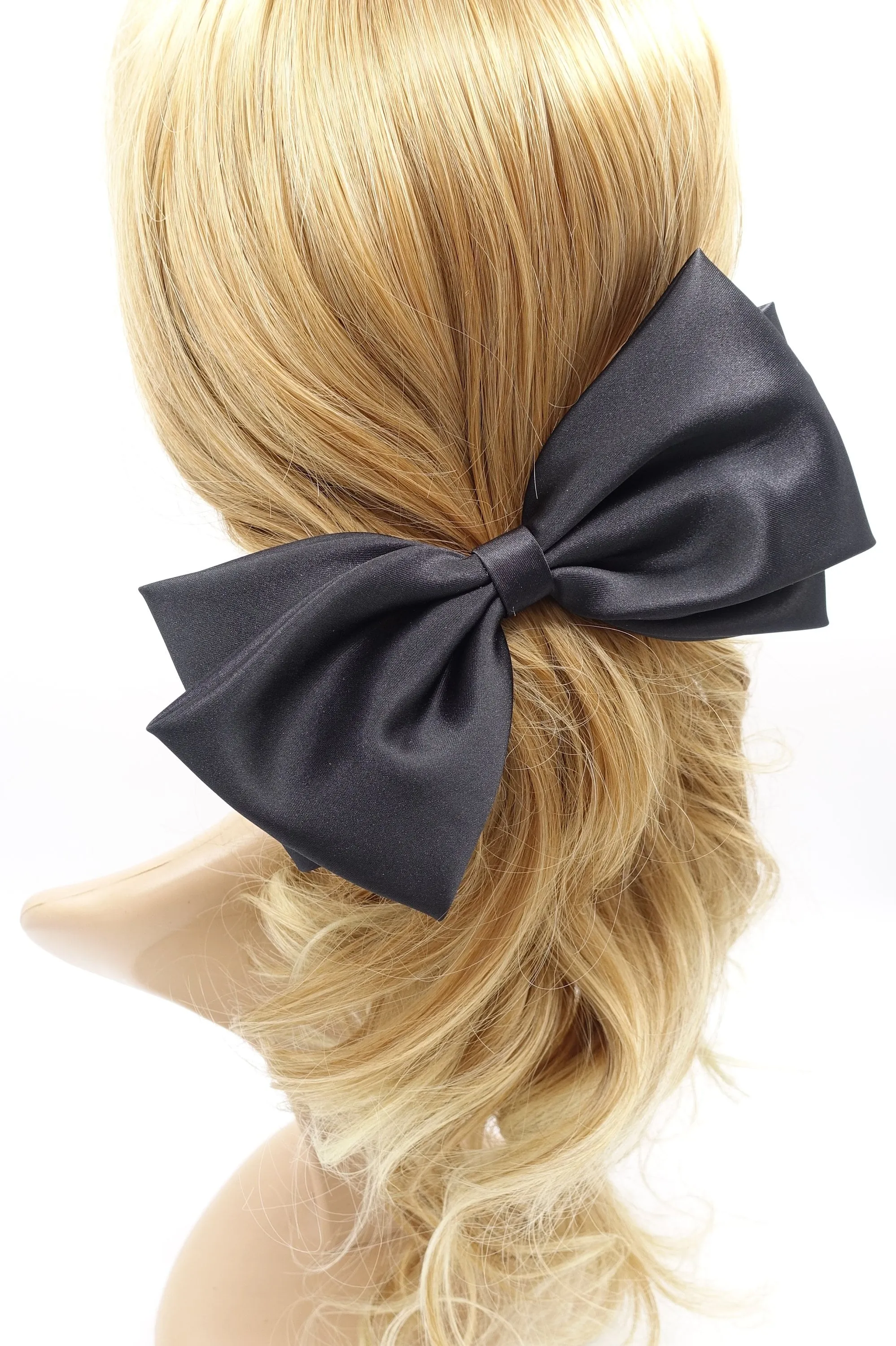 large satin hair bow, basic style hair bow for women