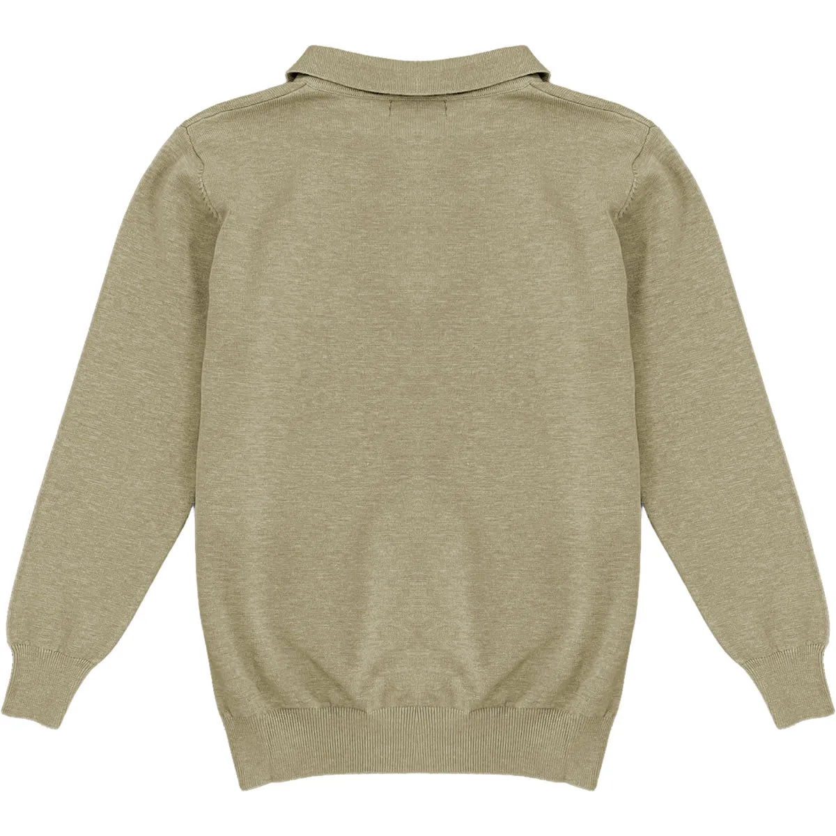 Light Brown Mens Knit Long Sleeve Sweater Polo Shirt