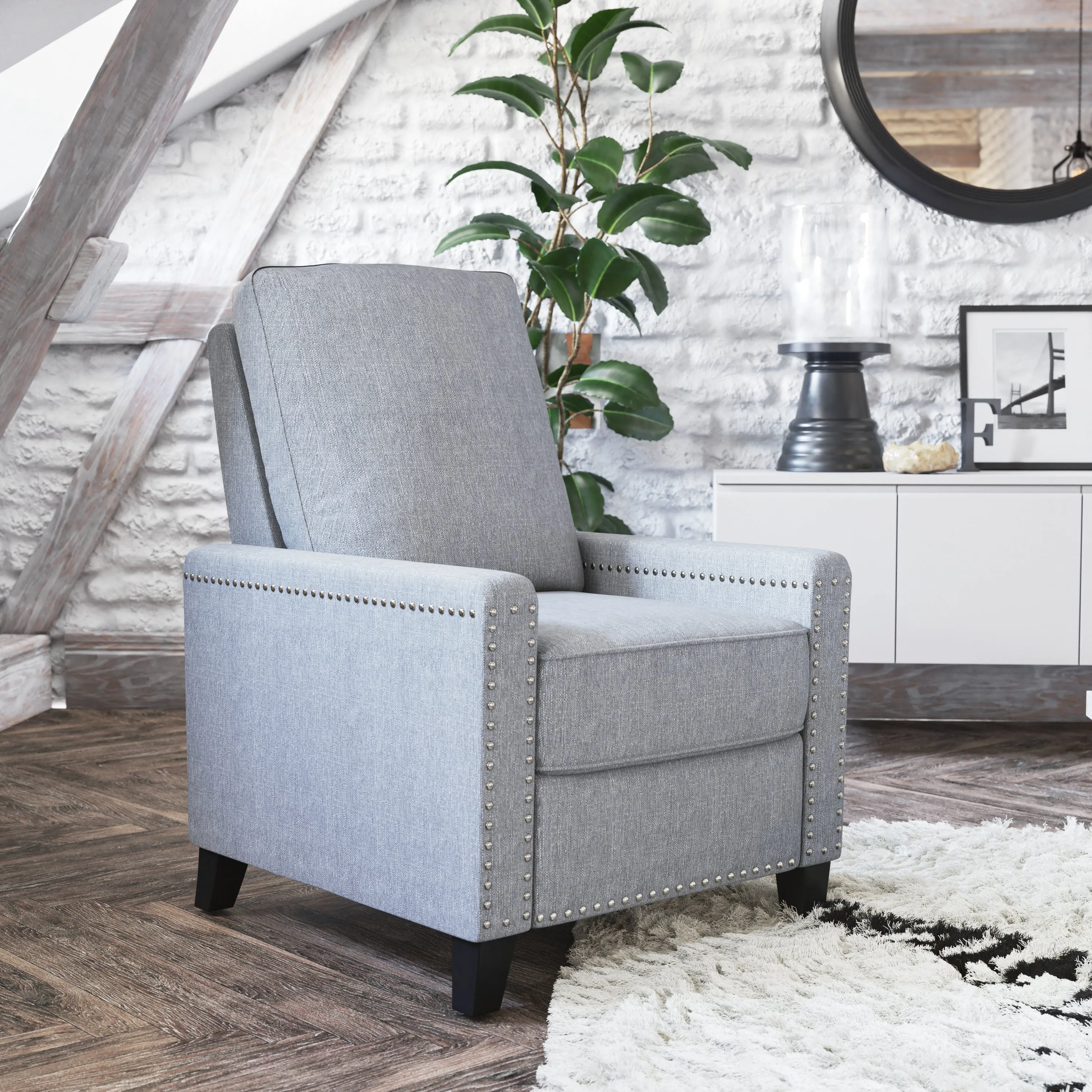 Light Gray Push Back Recliner BO-BS7003-LGY-GG