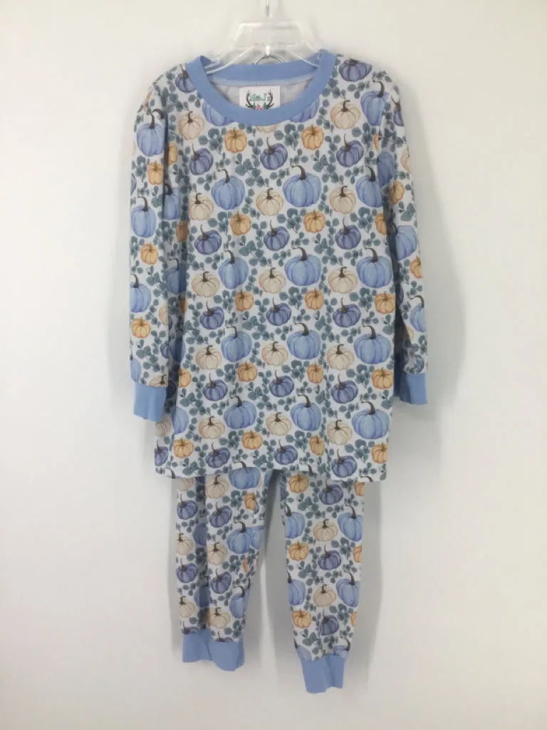 Little J's Smocks Child Size 6 Blue Thanksgiving Pajamas