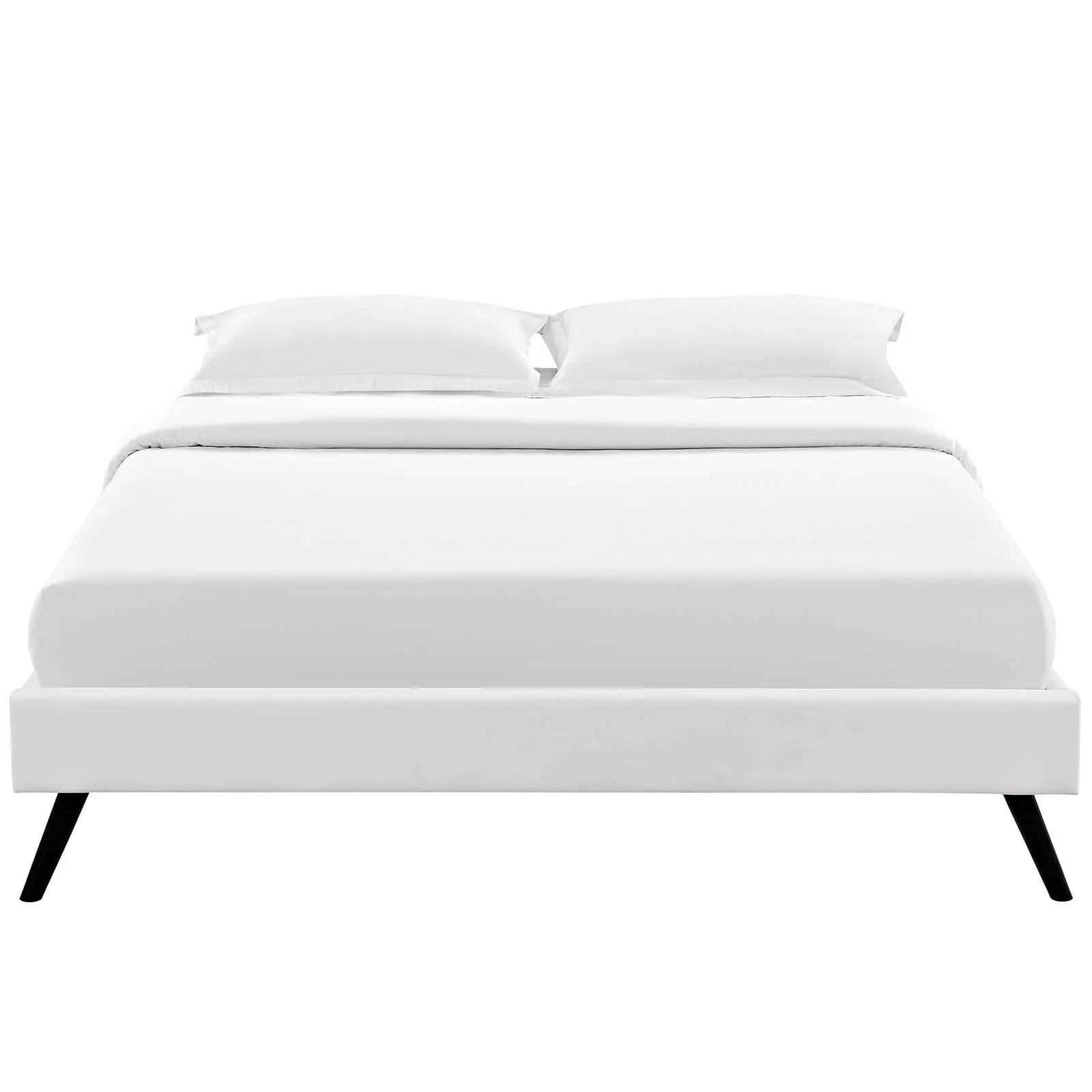 Loryn Queen Vinyl Bed Frame with Round Splayed Legs White MOD-5890-WHI
