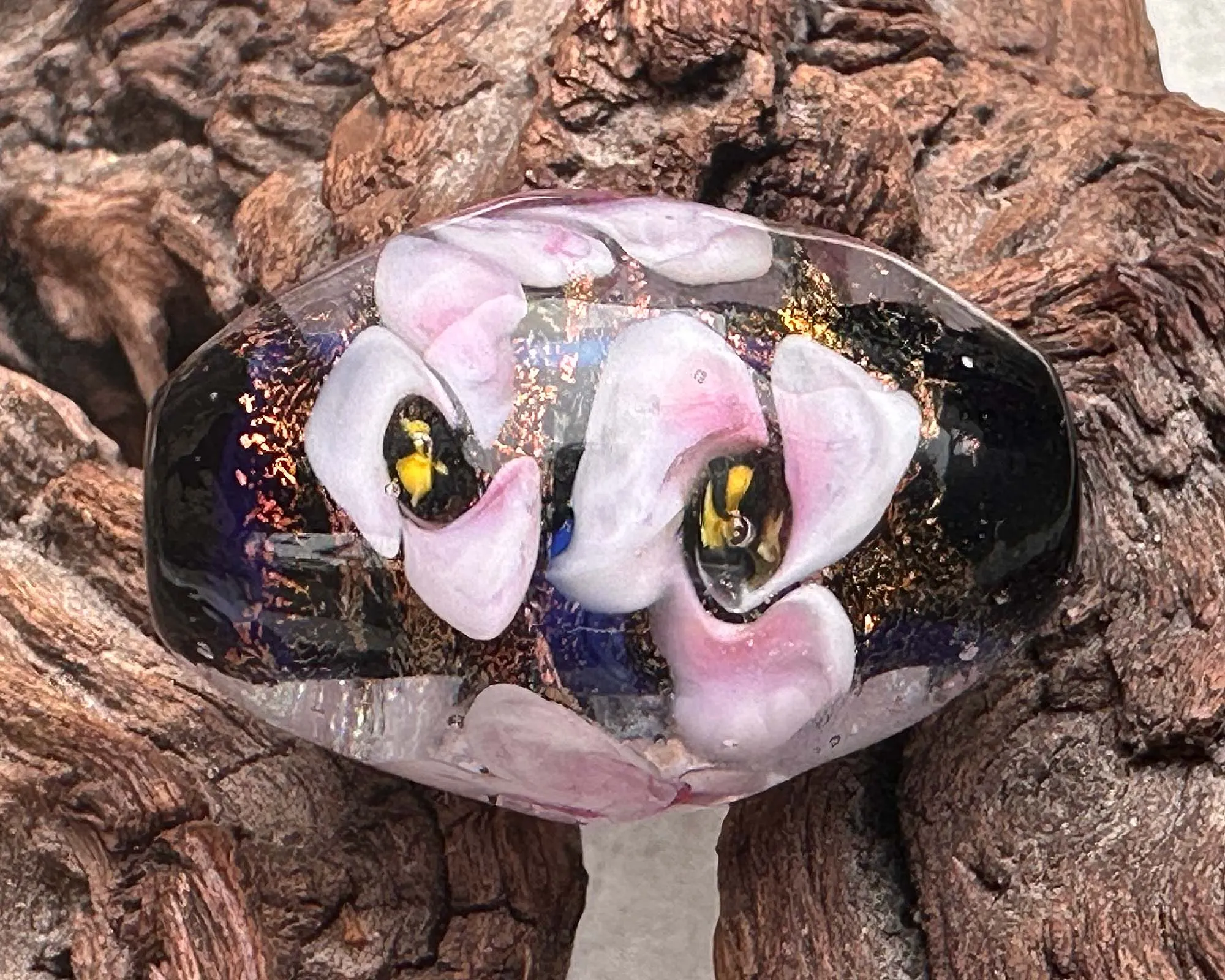 Magic Dichroic Floral Lampwork Focal Bead SRA