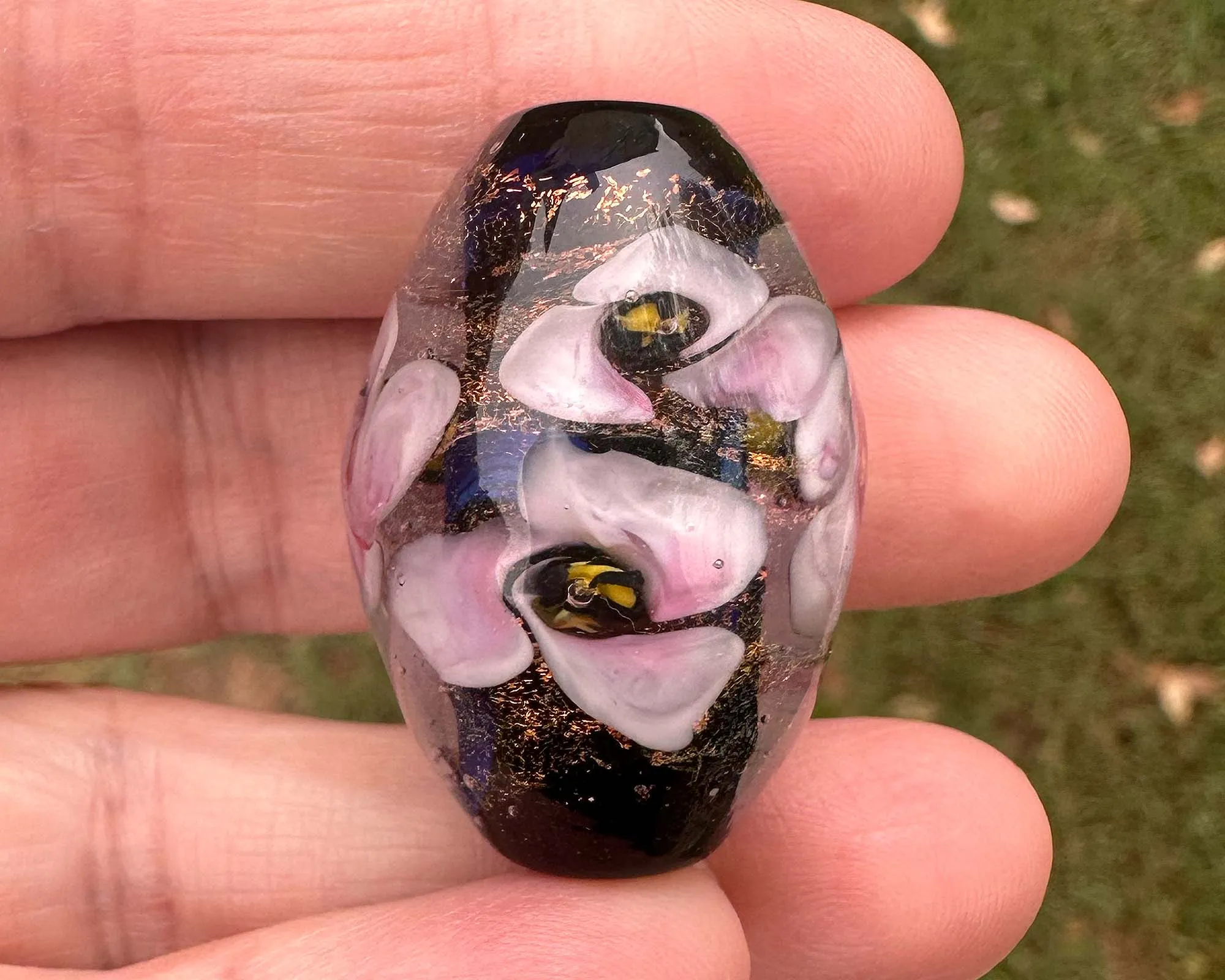Magic Dichroic Floral Lampwork Focal Bead SRA
