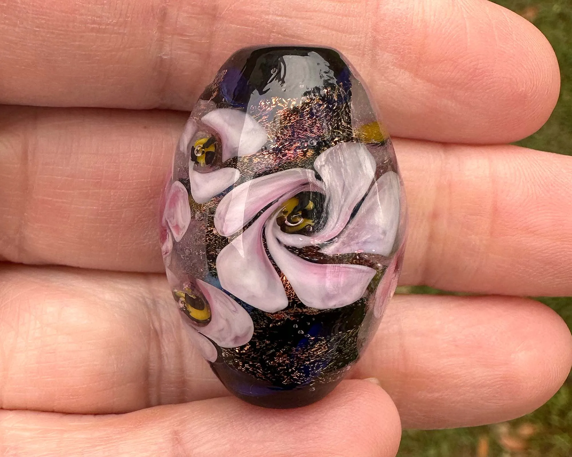 Magic Dichroic Floral Lampwork Focal Bead SRA