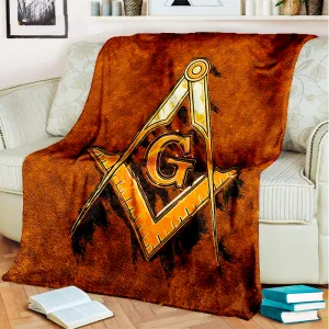Master Mason Blue Lodge Blanket - 3D Printed Brown & Orange
