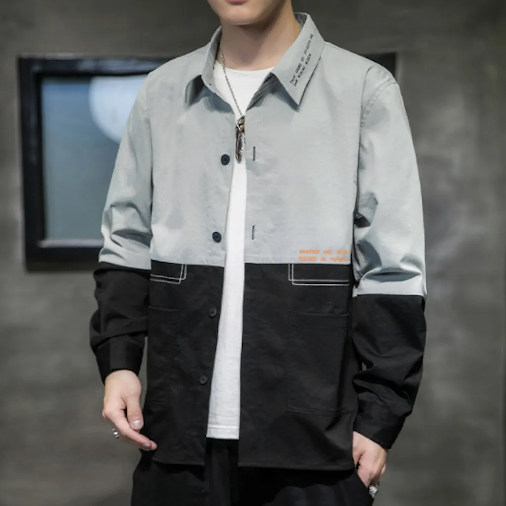 Mens Casual Two Tones Long Sleeve Shirt