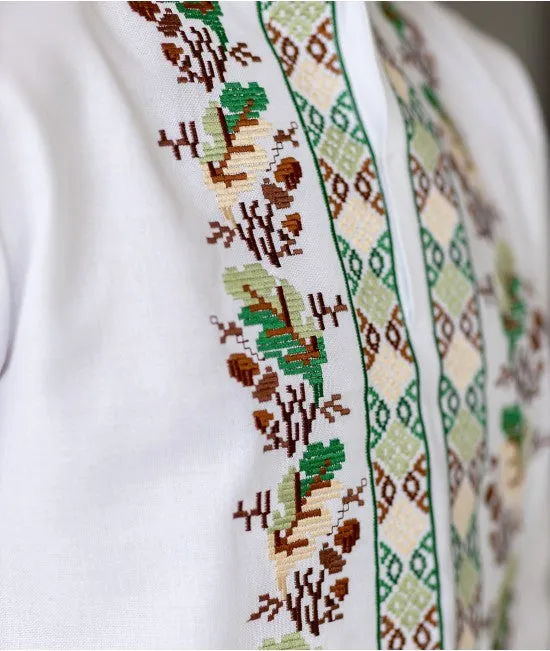 Men's embroidered shirt with oak embroidery