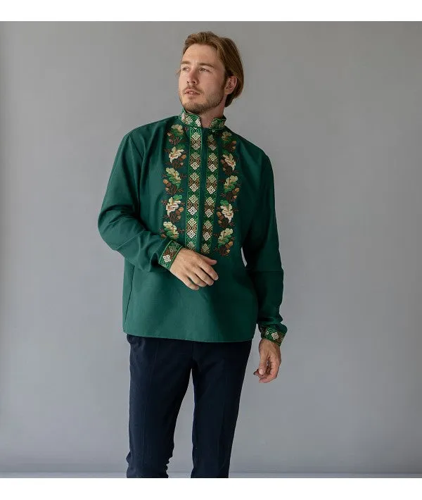 Men's embroidered shirt with oak embroidery