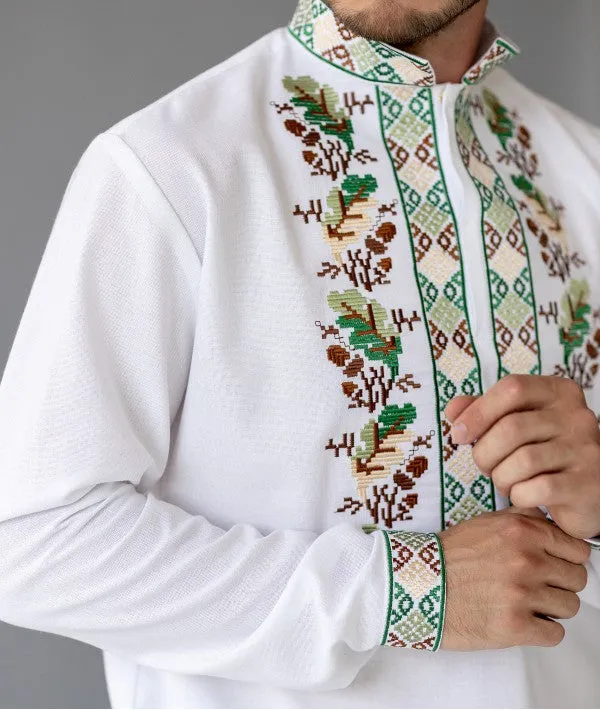Men's embroidered shirt with oak embroidery