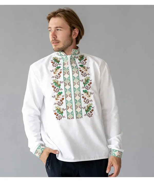 Men's embroidered shirt with oak embroidery