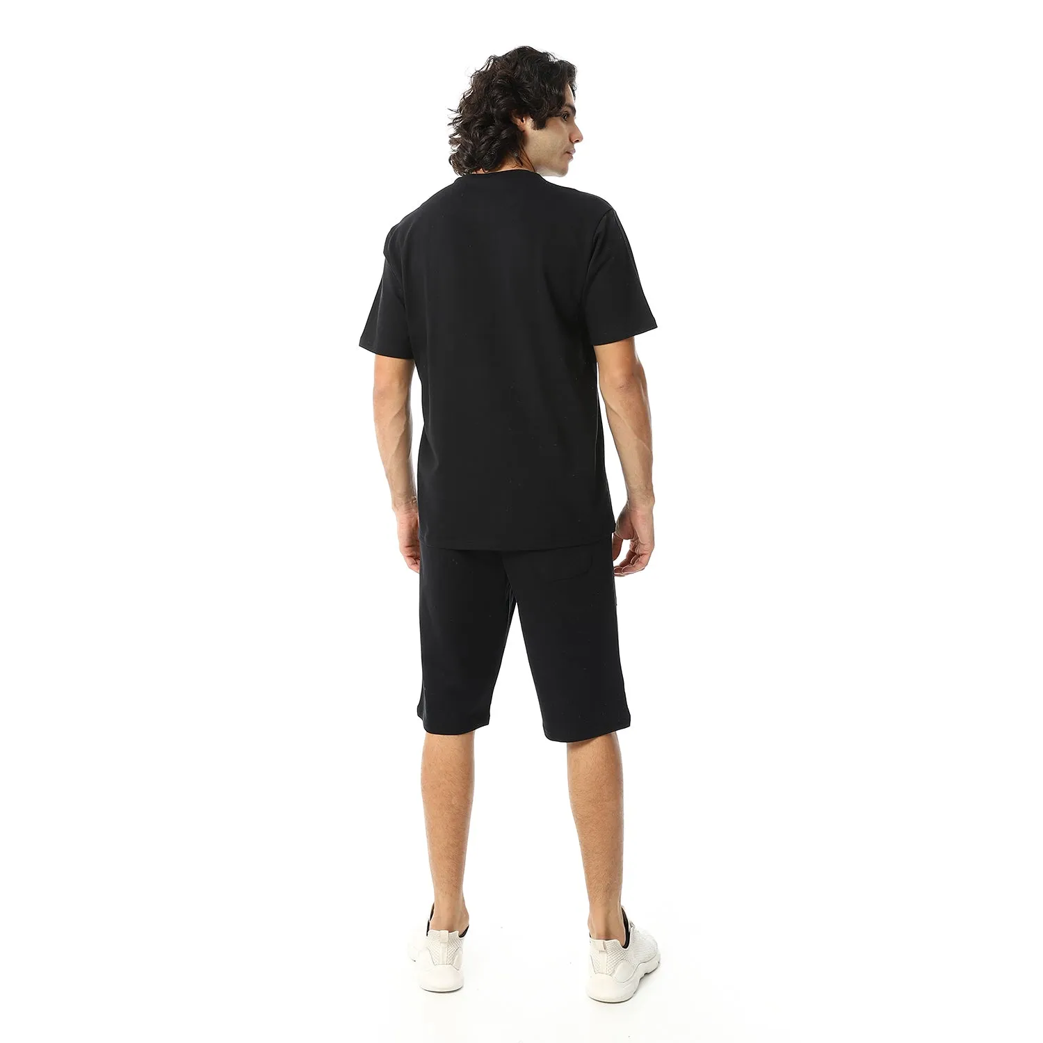 Men's pajama set with printed - Black