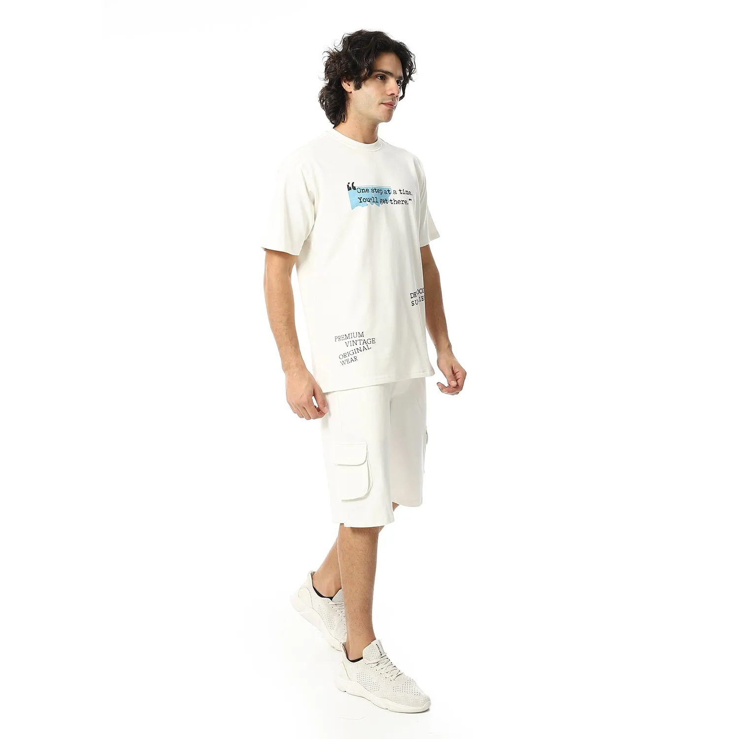 Men's pajama set with printed - Off White