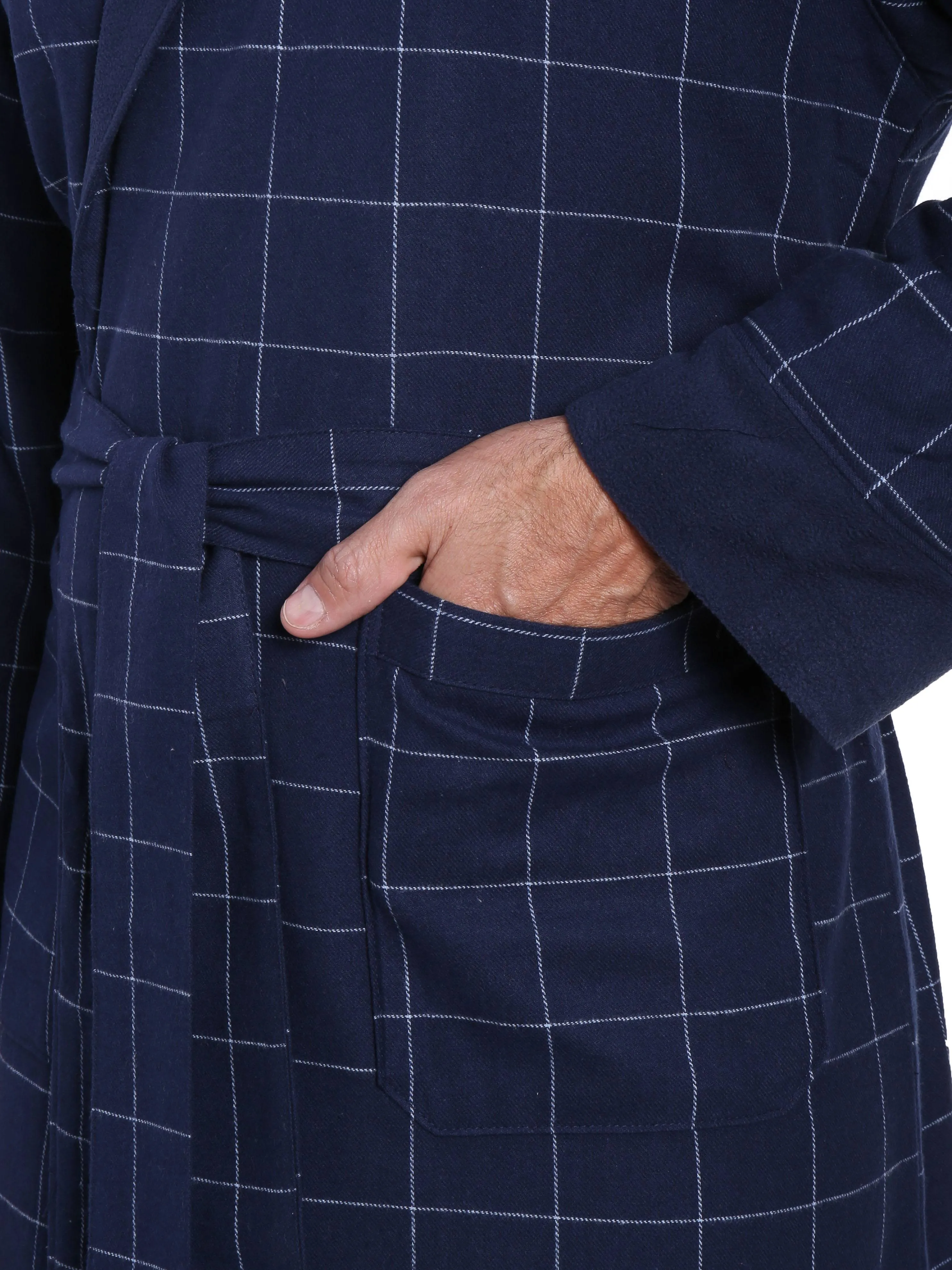 Men's Premium 100% Cotton Flannel Fleece Lined Robe