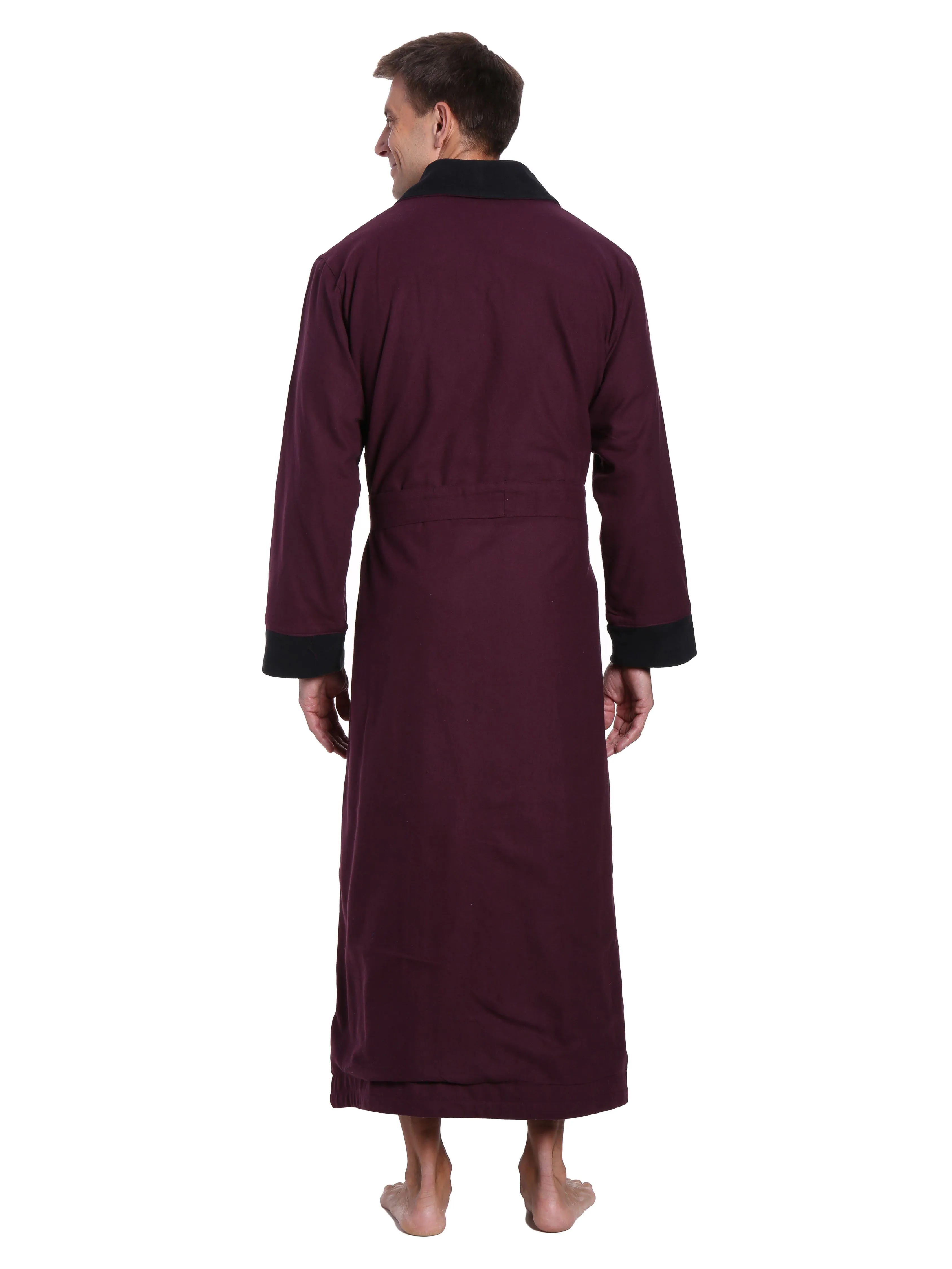 Men's Premium 100% Cotton Flannel Fleece Lined Robe