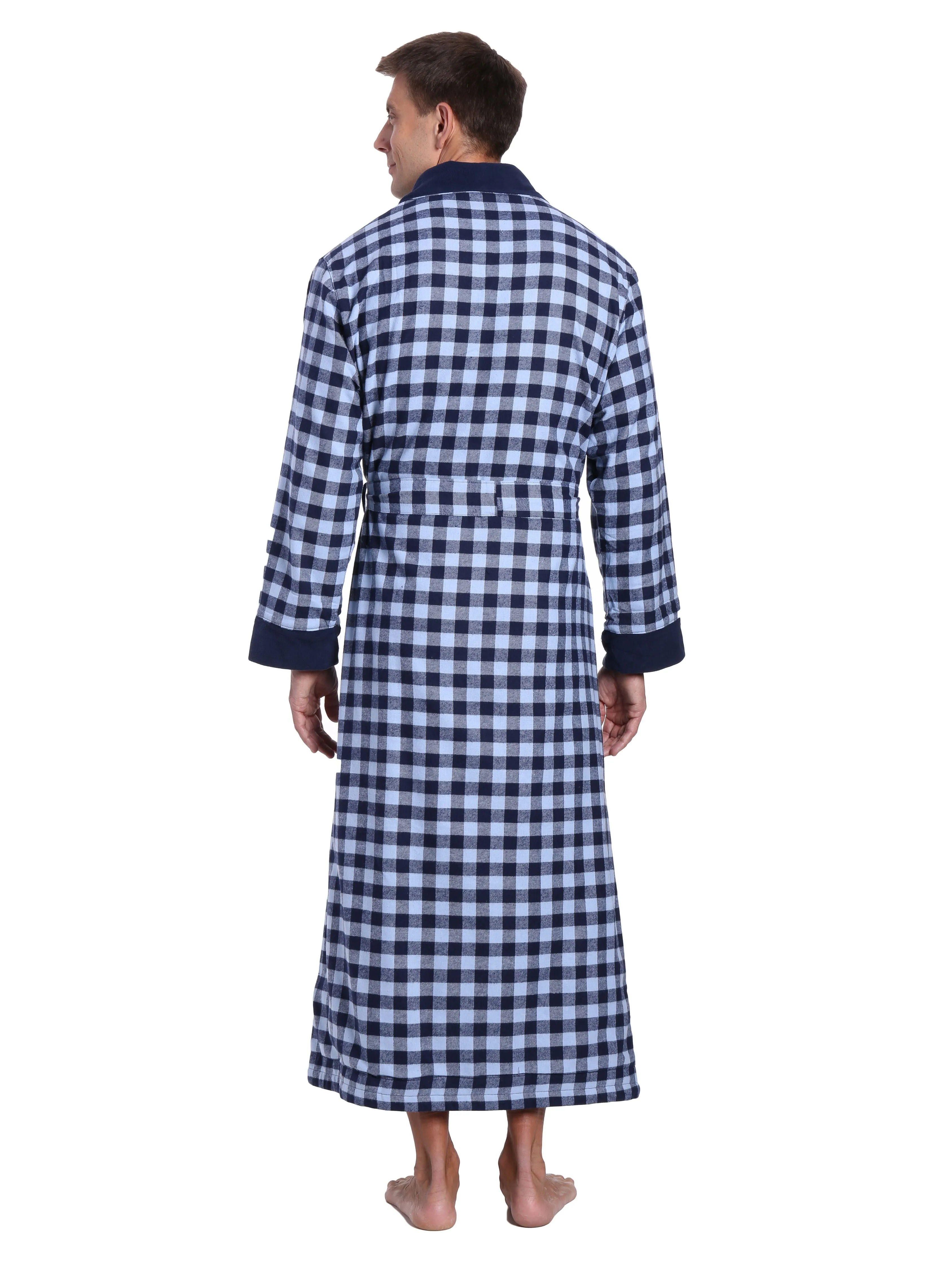 Men's Premium 100% Cotton Flannel Fleece Lined Robe