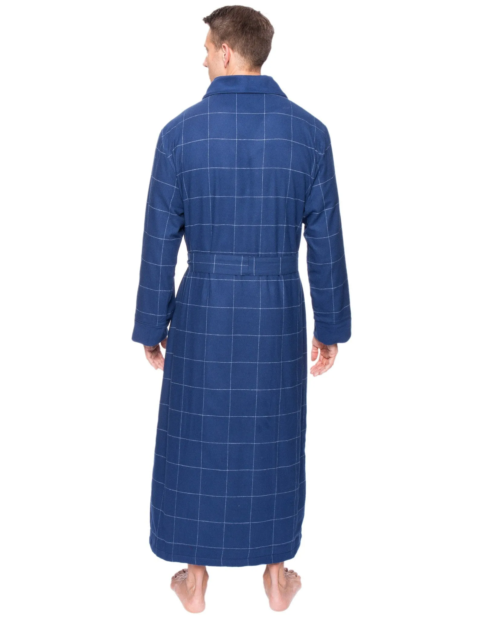 Men's Premium 100% Cotton Flannel Fleece Lined Robe