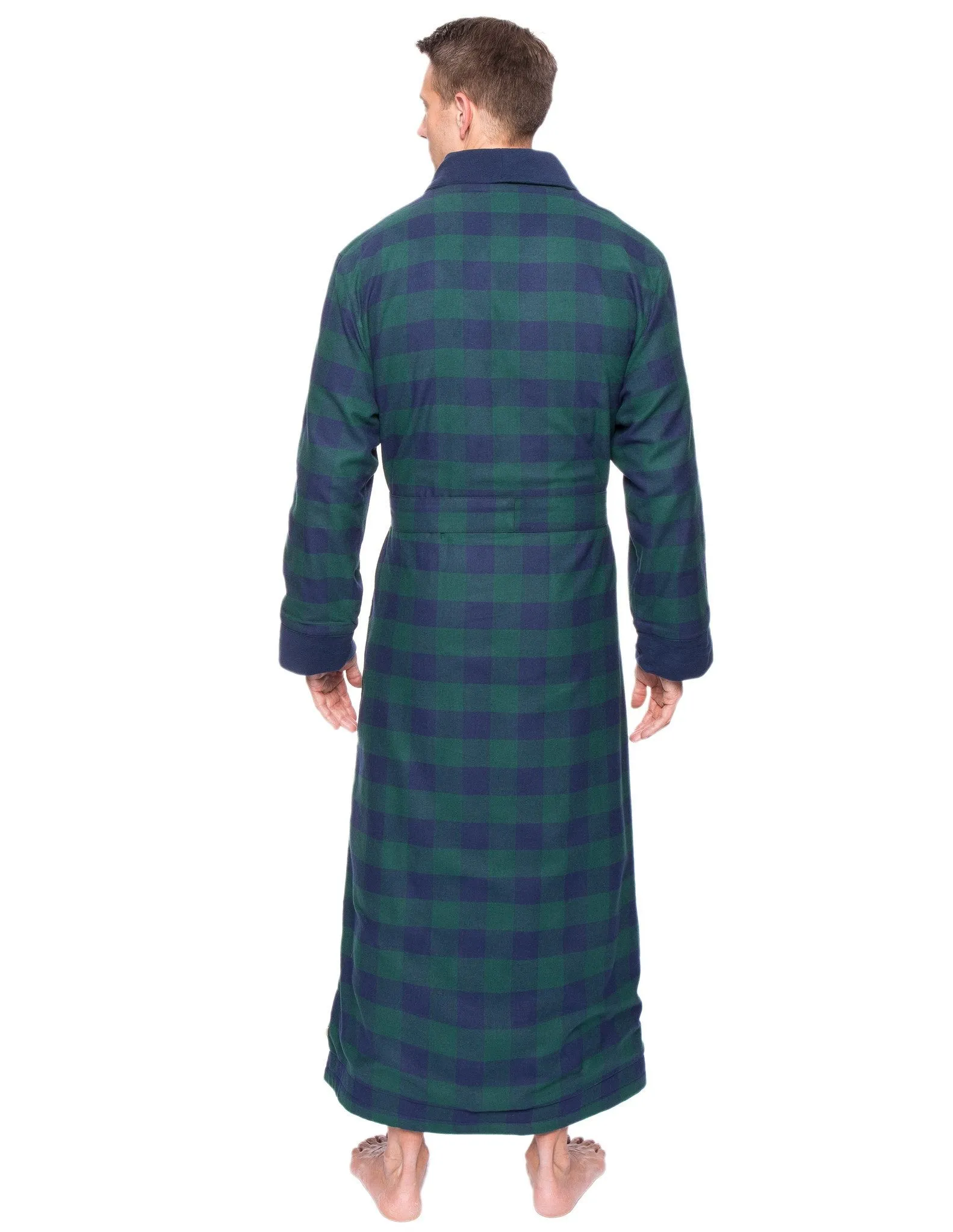 Men's Premium 100% Cotton Flannel Fleece Lined Robe