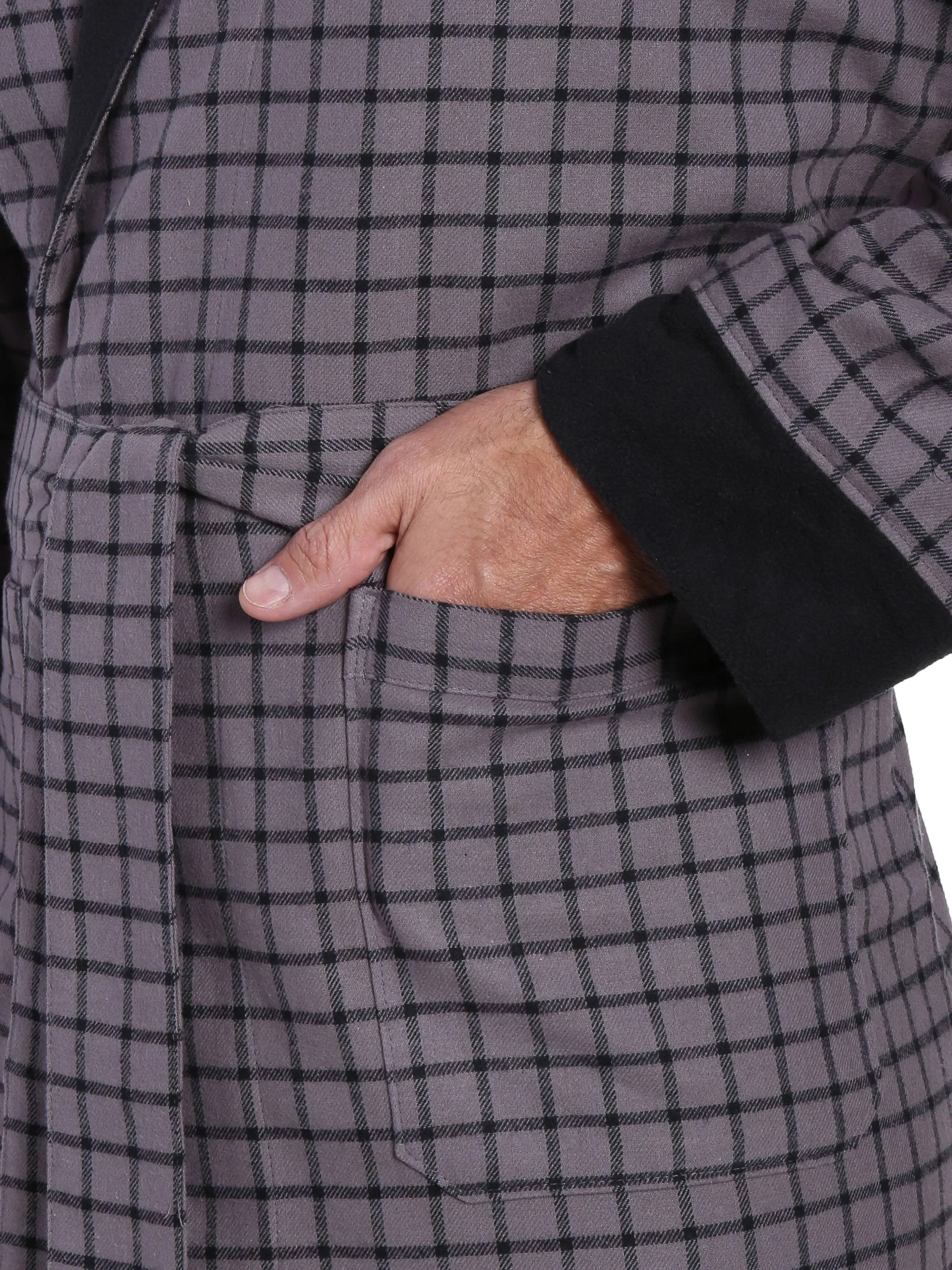 Men's Premium 100% Cotton Flannel Fleece Lined Robe