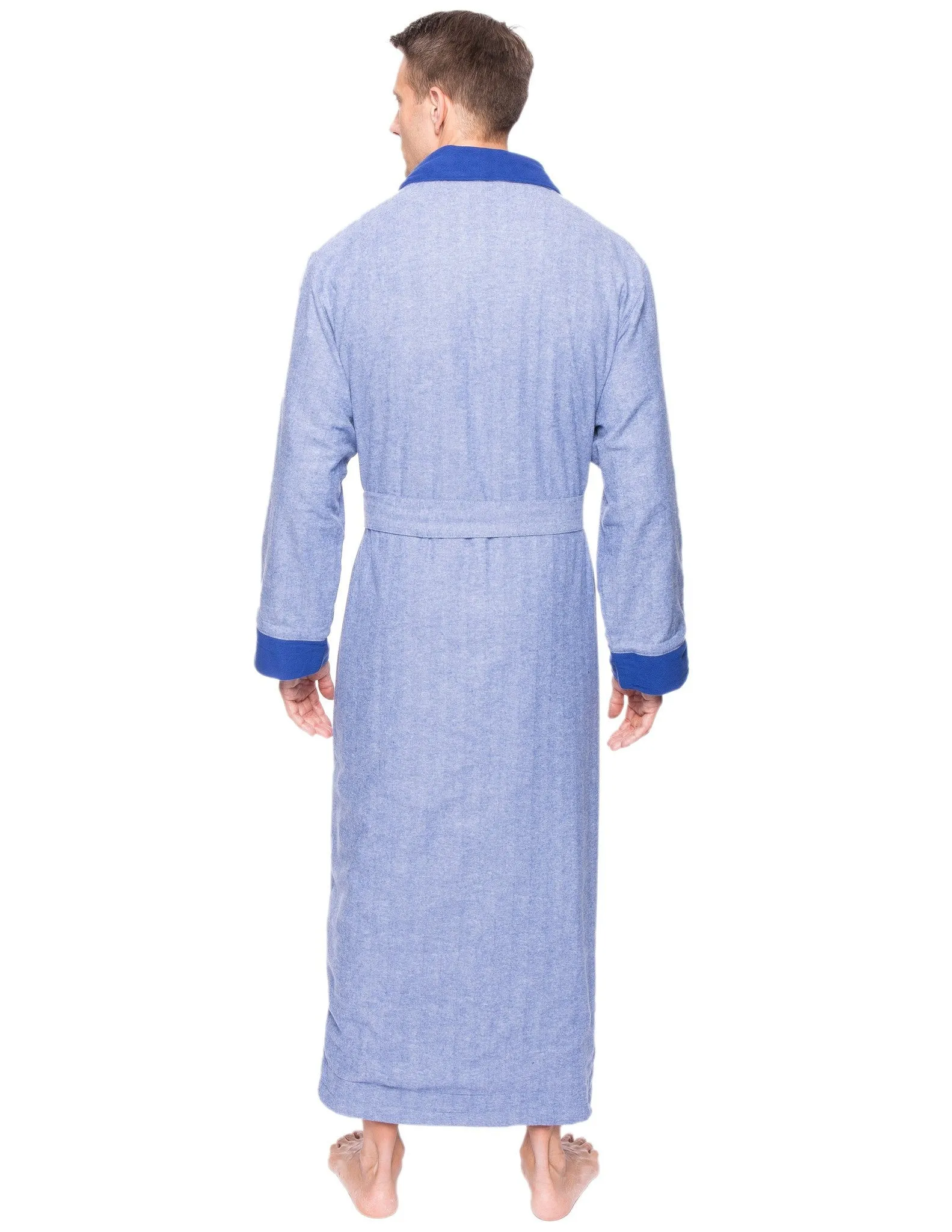 Men's Premium 100% Cotton Flannel Fleece Lined Robe