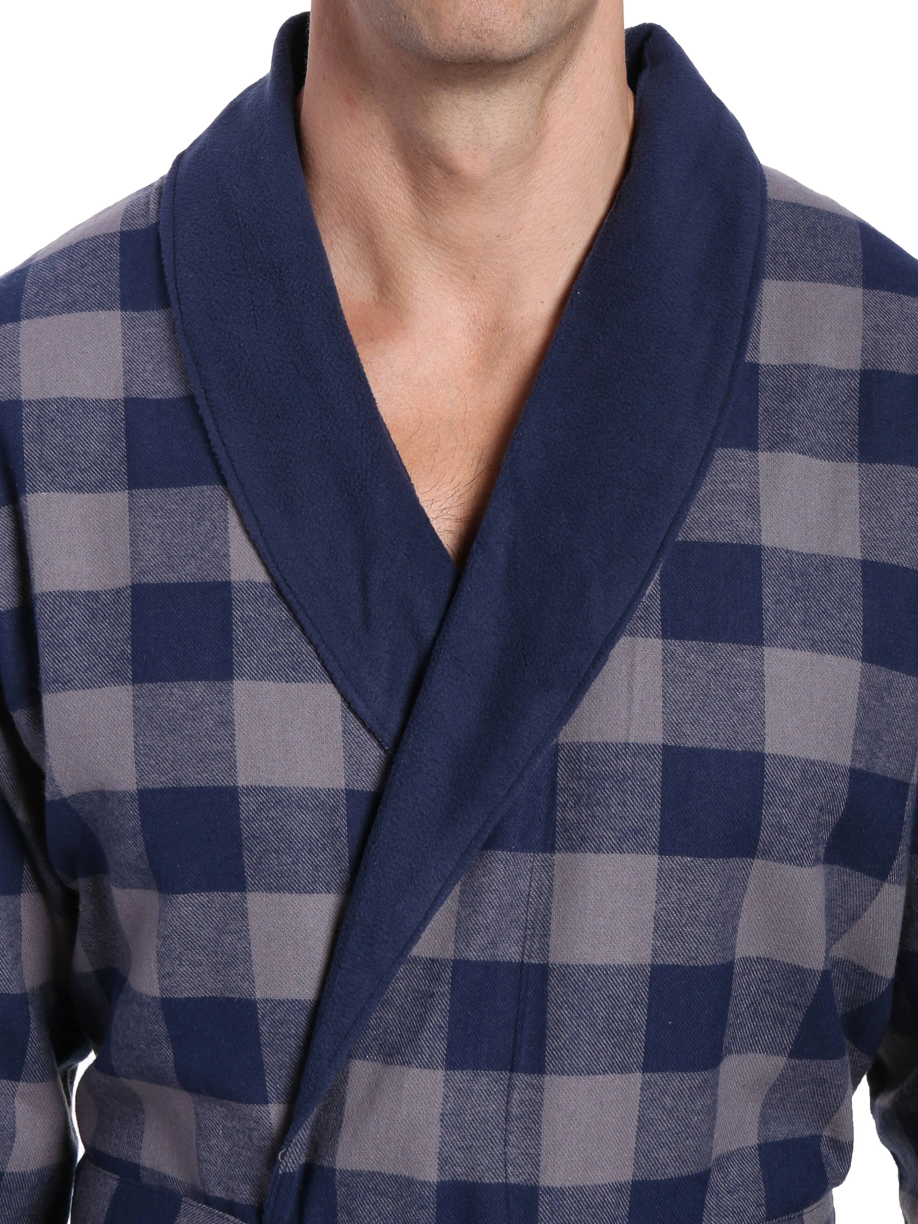Men's Premium 100% Cotton Flannel Fleece Lined Robe