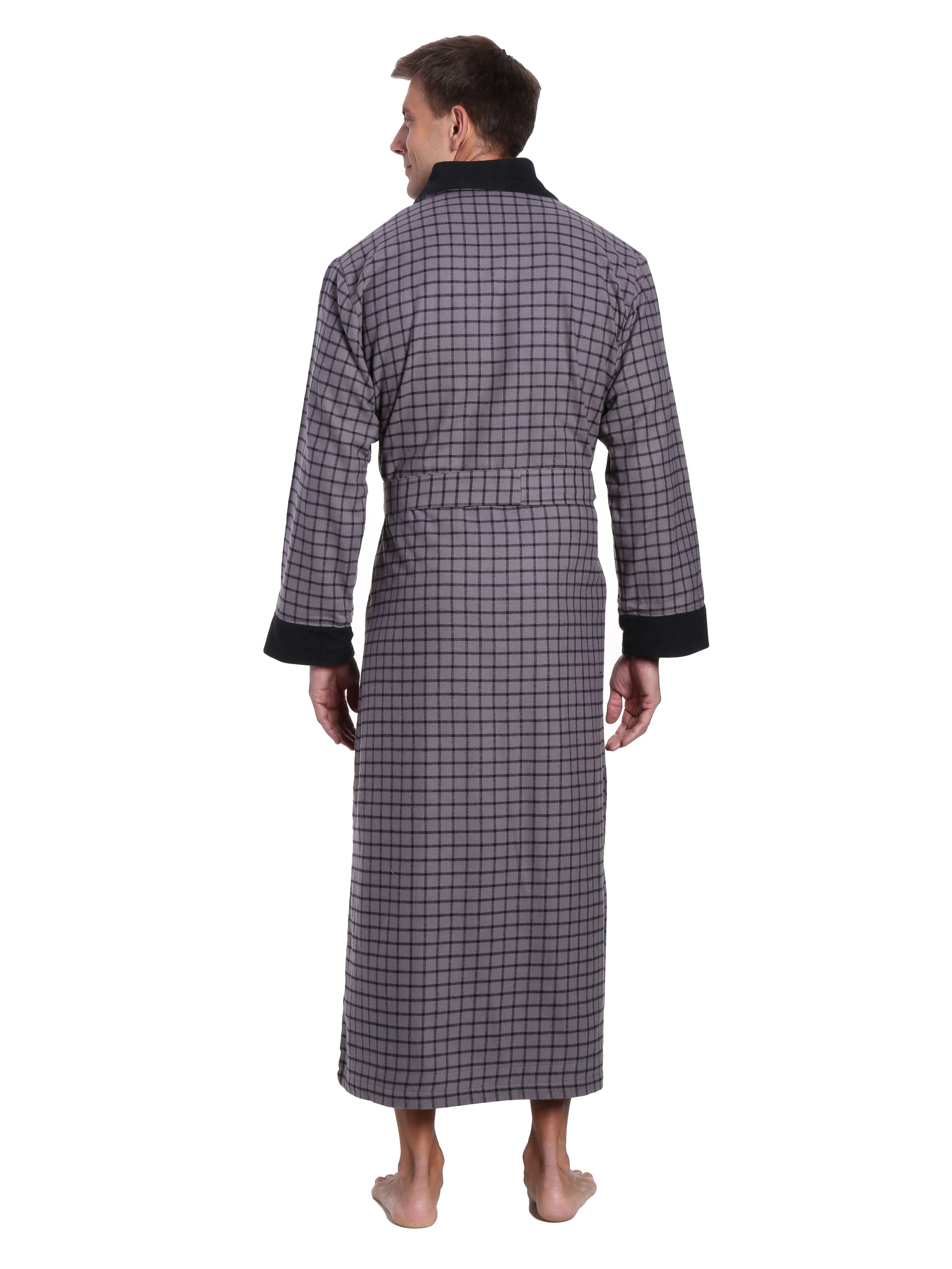 Men's Premium 100% Cotton Flannel Fleece Lined Robe