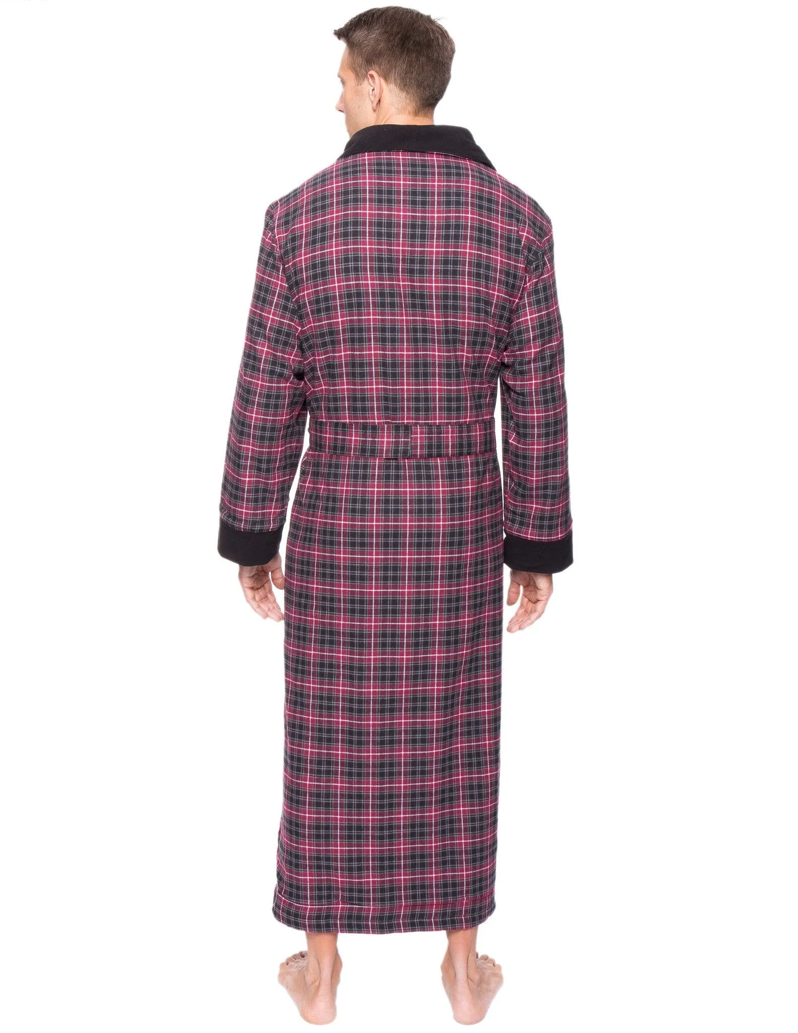 Men's Premium 100% Cotton Flannel Fleece Lined Robe