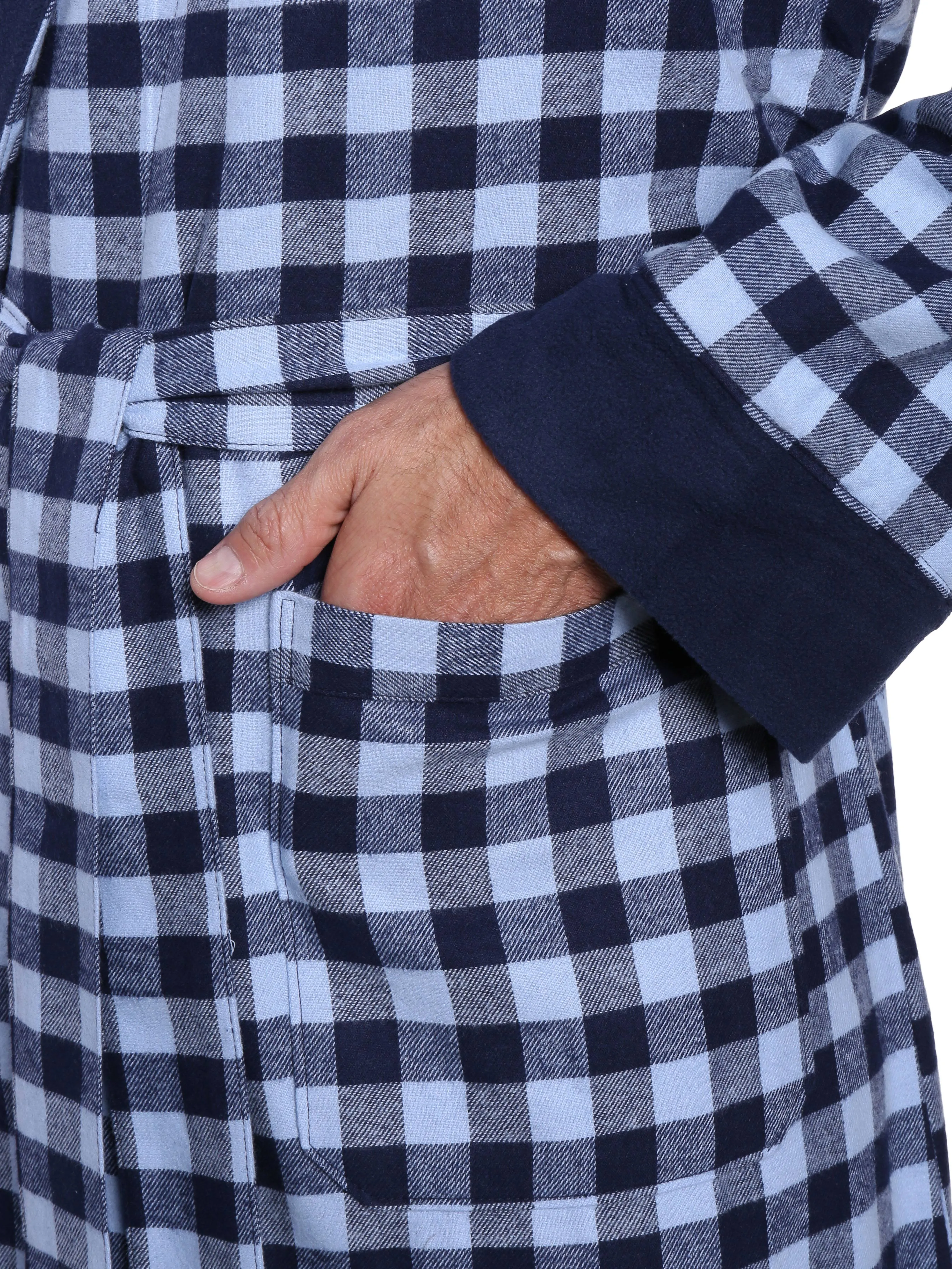 Men's Premium 100% Cotton Flannel Fleece Lined Robe