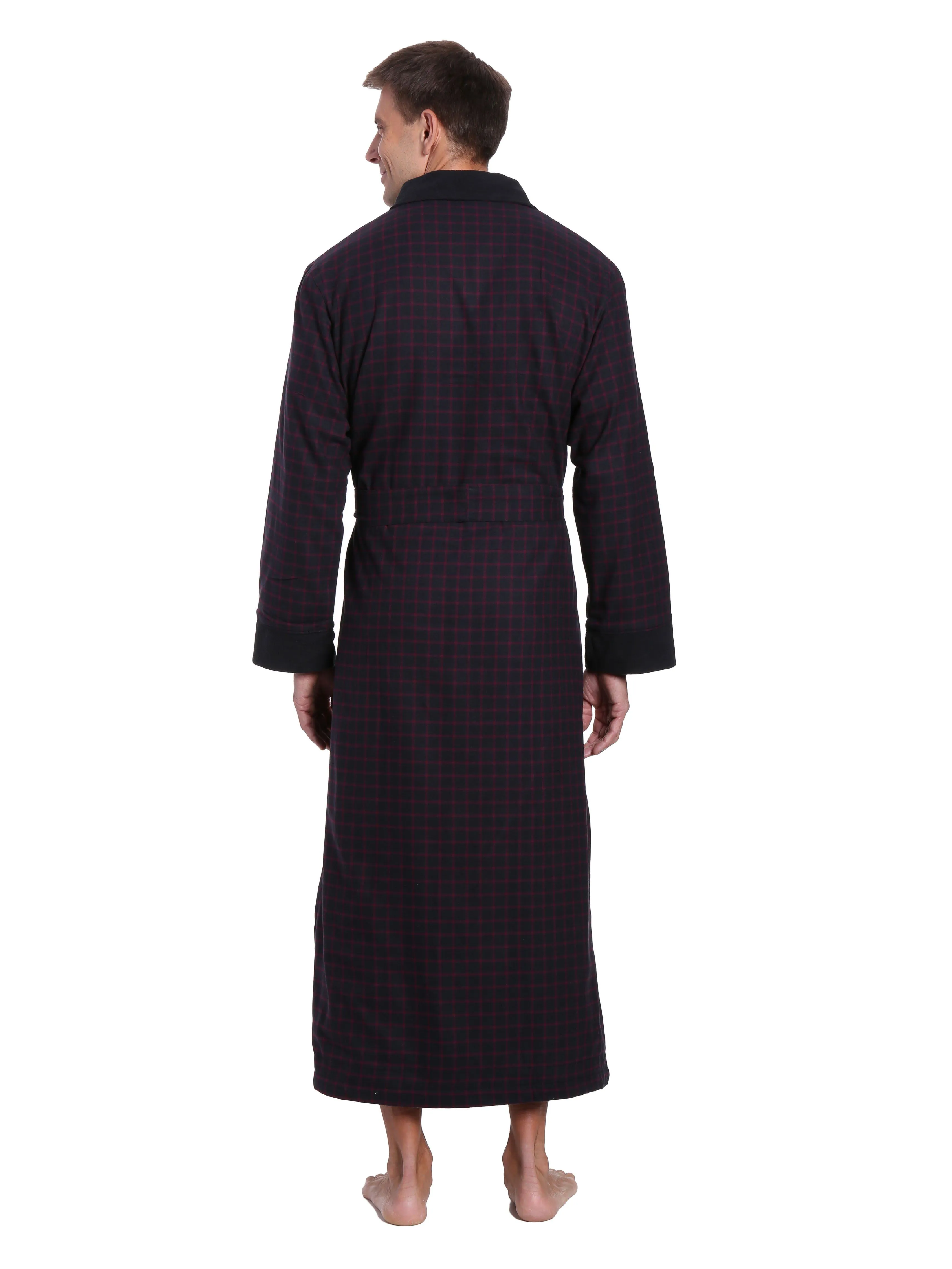 Men's Premium 100% Cotton Flannel Fleece Lined Robe