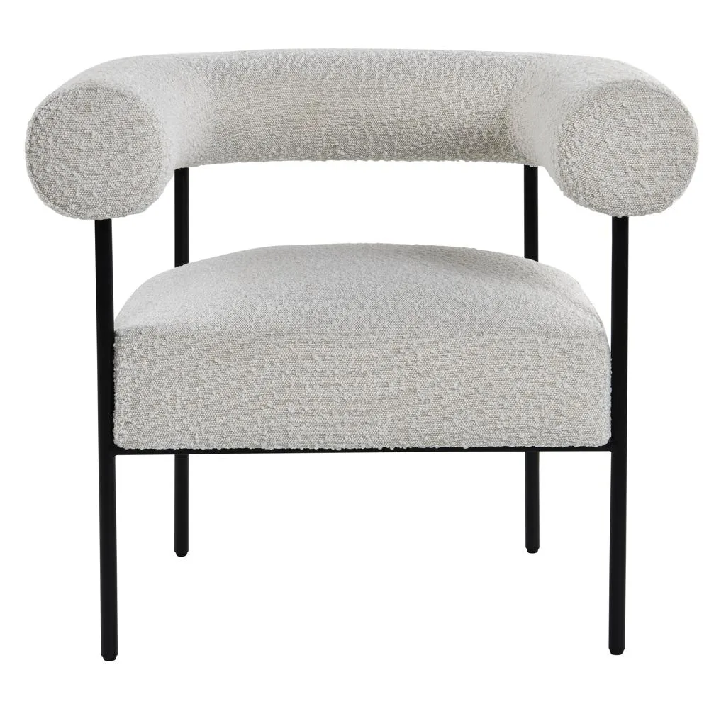 Minimalist Cream Boucle Fabric with Black Leg Accent Chair