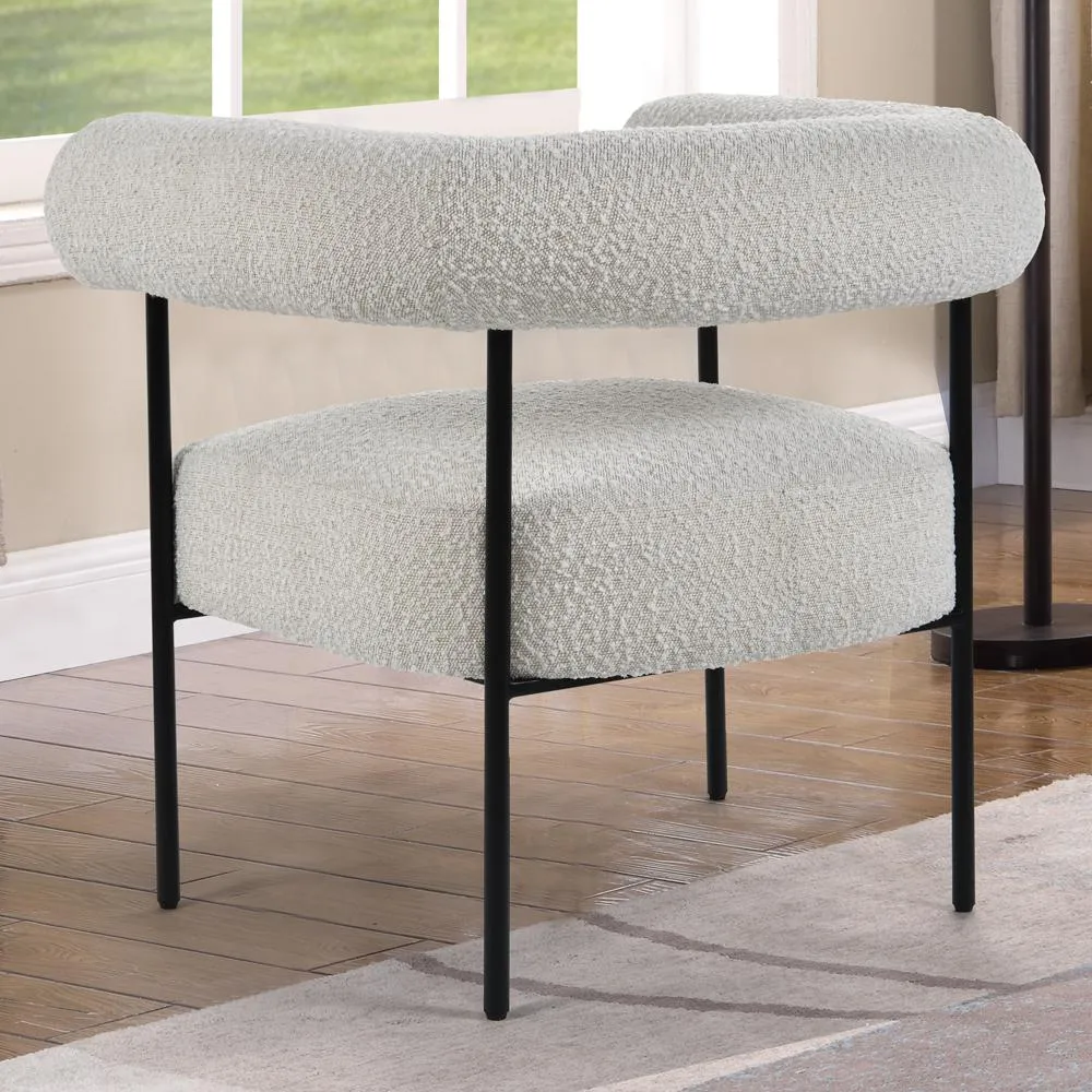 Minimalist Cream Boucle Fabric with Black Leg Accent Chair