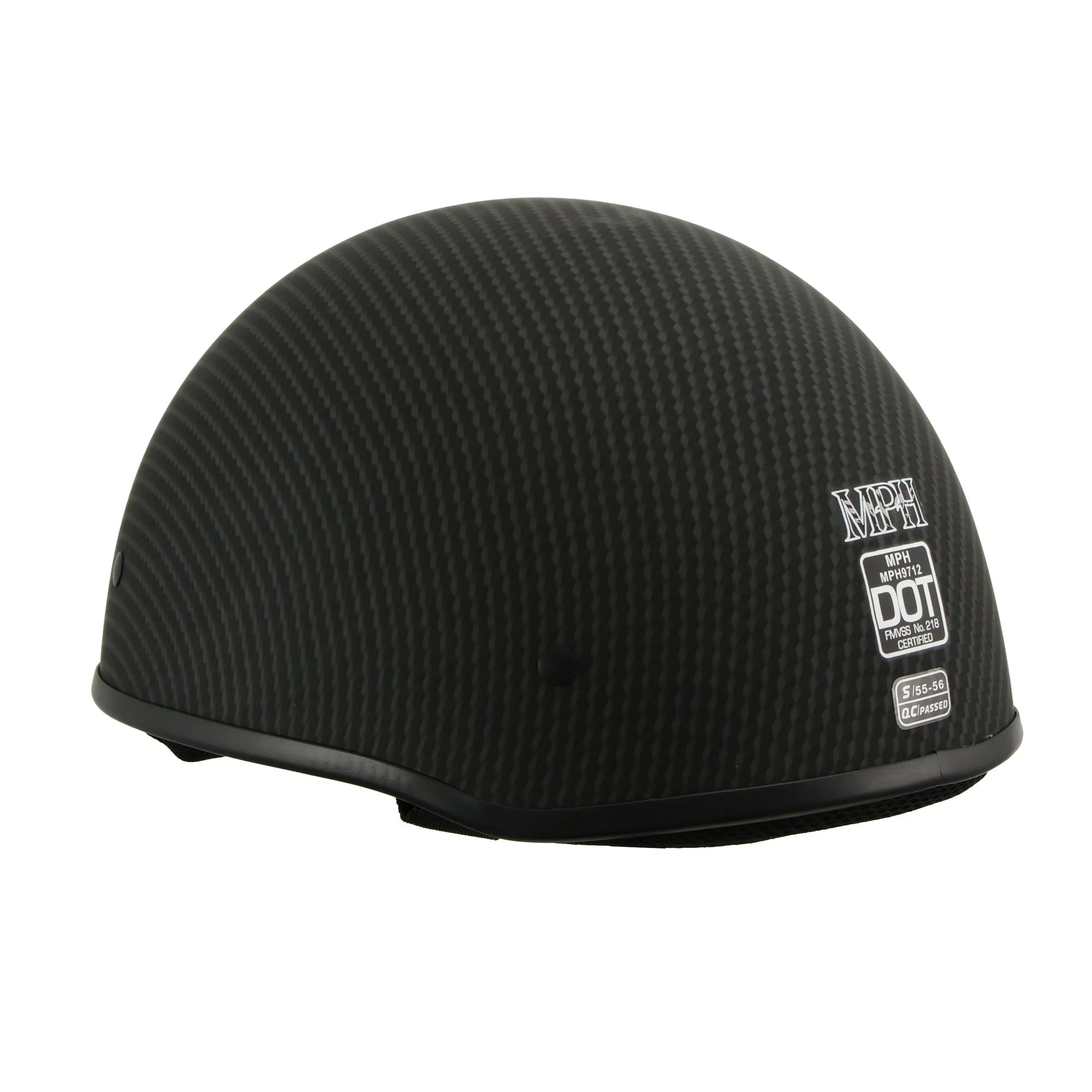 MPH DOT Half Helmet w/ Carbon Fiber Look Matte Black