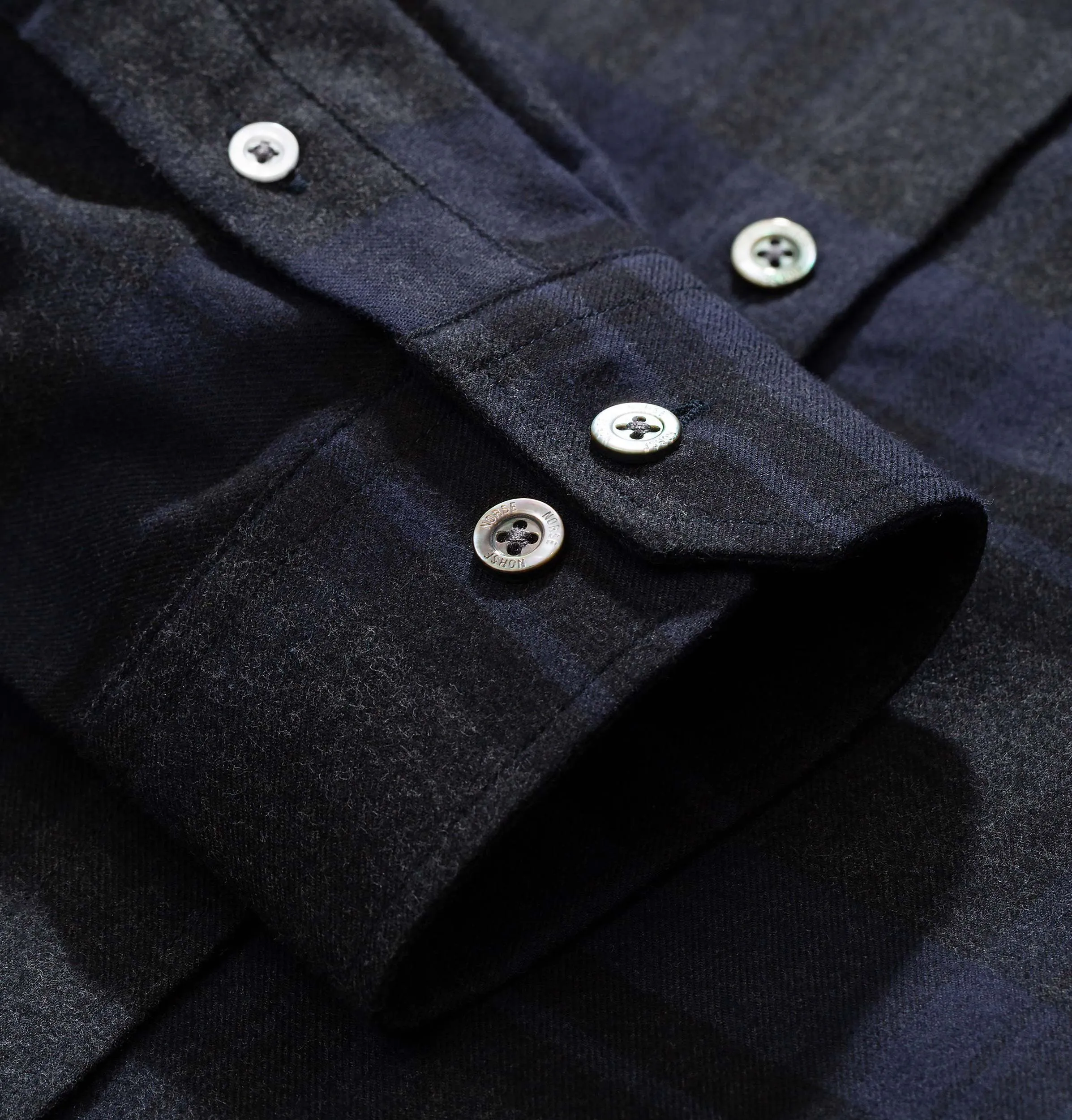 Norse Projects Anton Brushed Flannel Check Shirt – Dark Navy