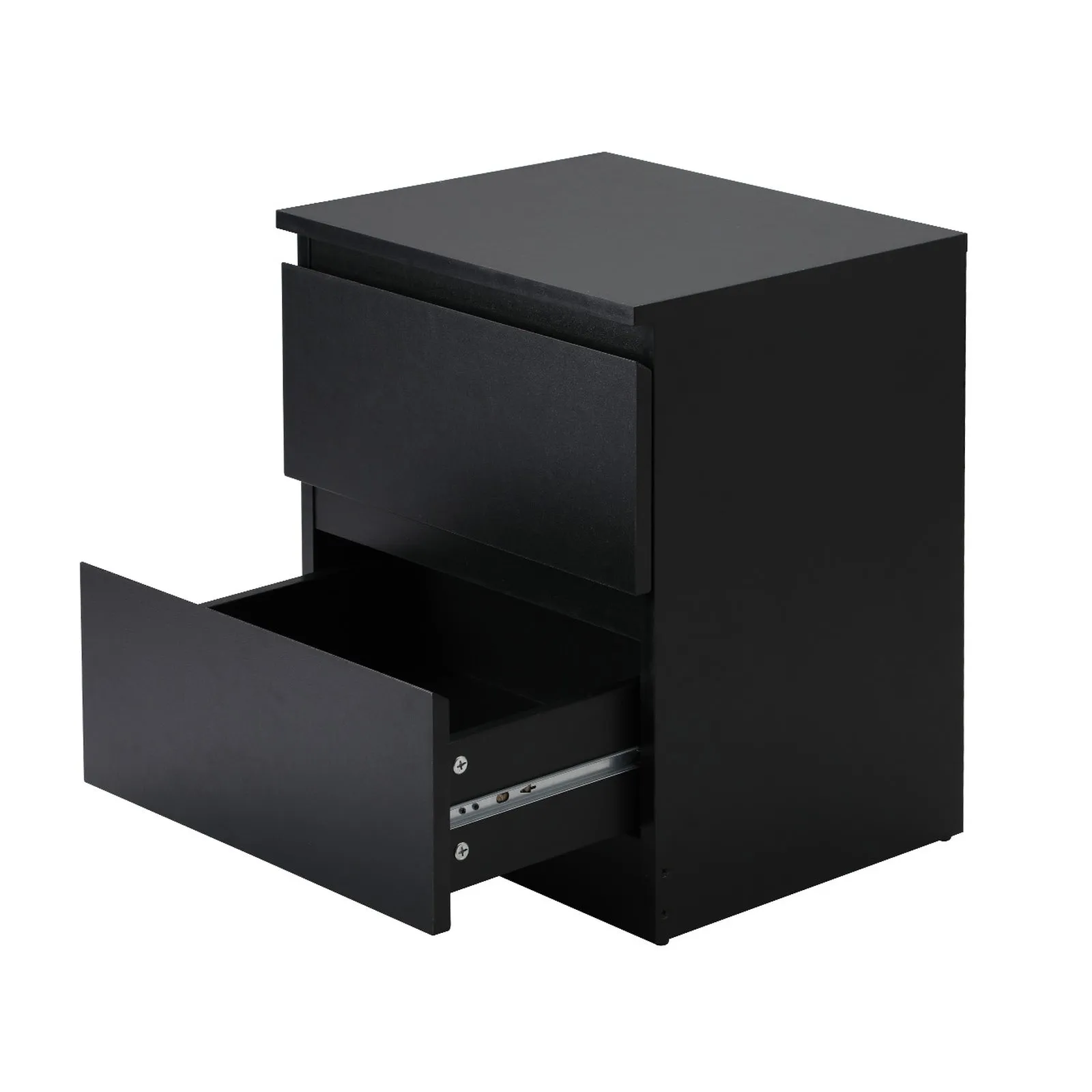 Oikiture Bedside Table Nightstand 2 Drawers Side End Table Storage Cabinet Black