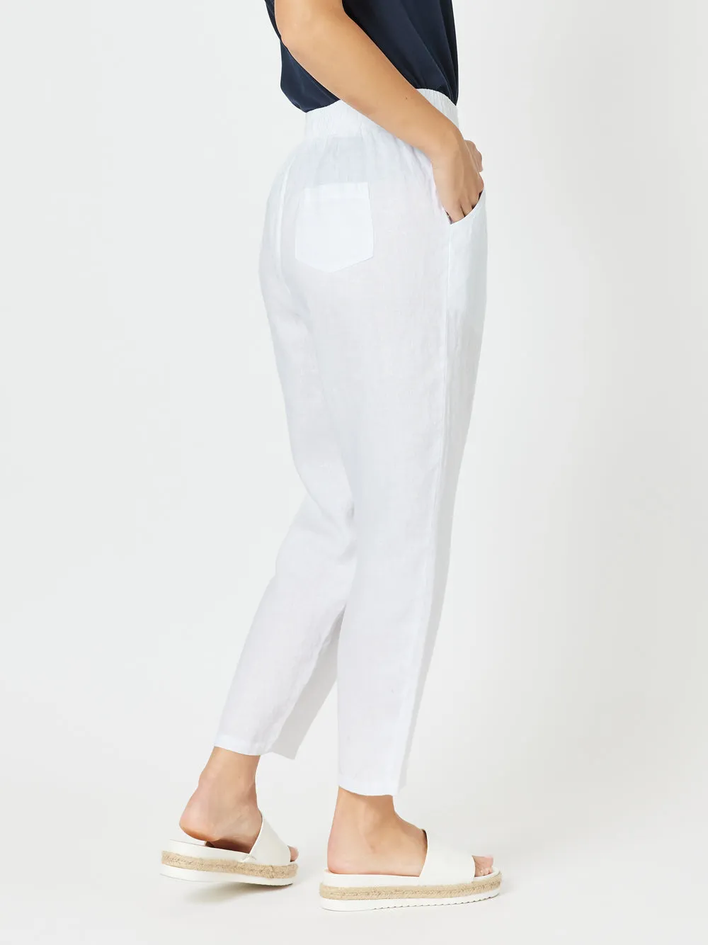 Patch Linen Pant - White