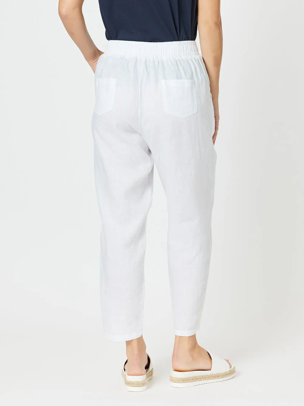 Patch Linen Pant - White