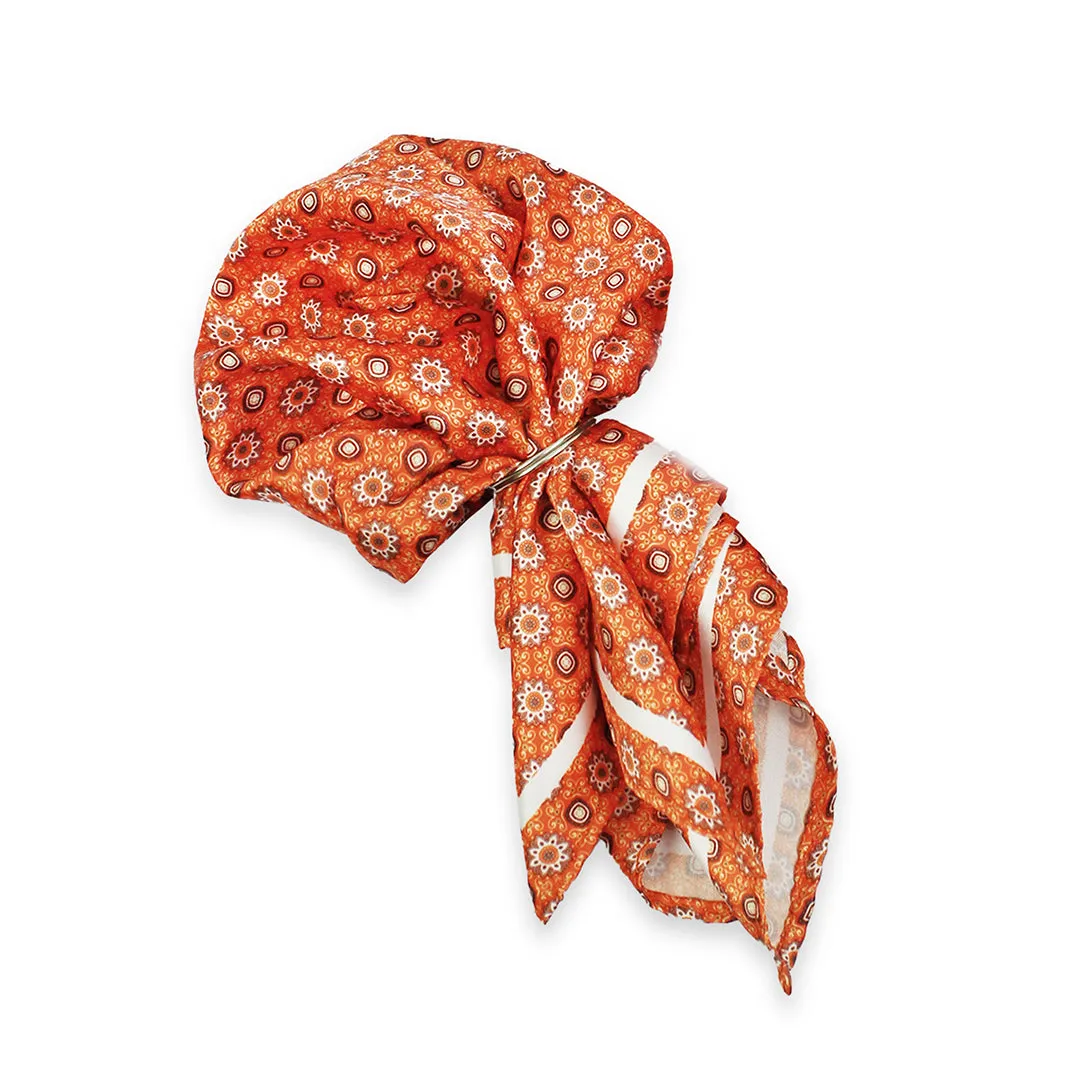Peluche Sunny Bouquet Orange Broad Neck Tie & Pocket Square Set for Men