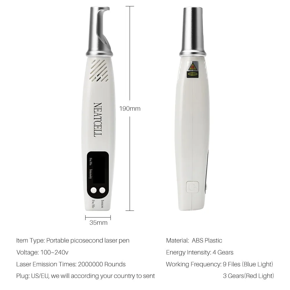 Picosecond Laser Pen Blue Light Therapy Pigment Tattoo Scar Mole Freckle Removal Dark Spot Remover Machine Skin Care Device