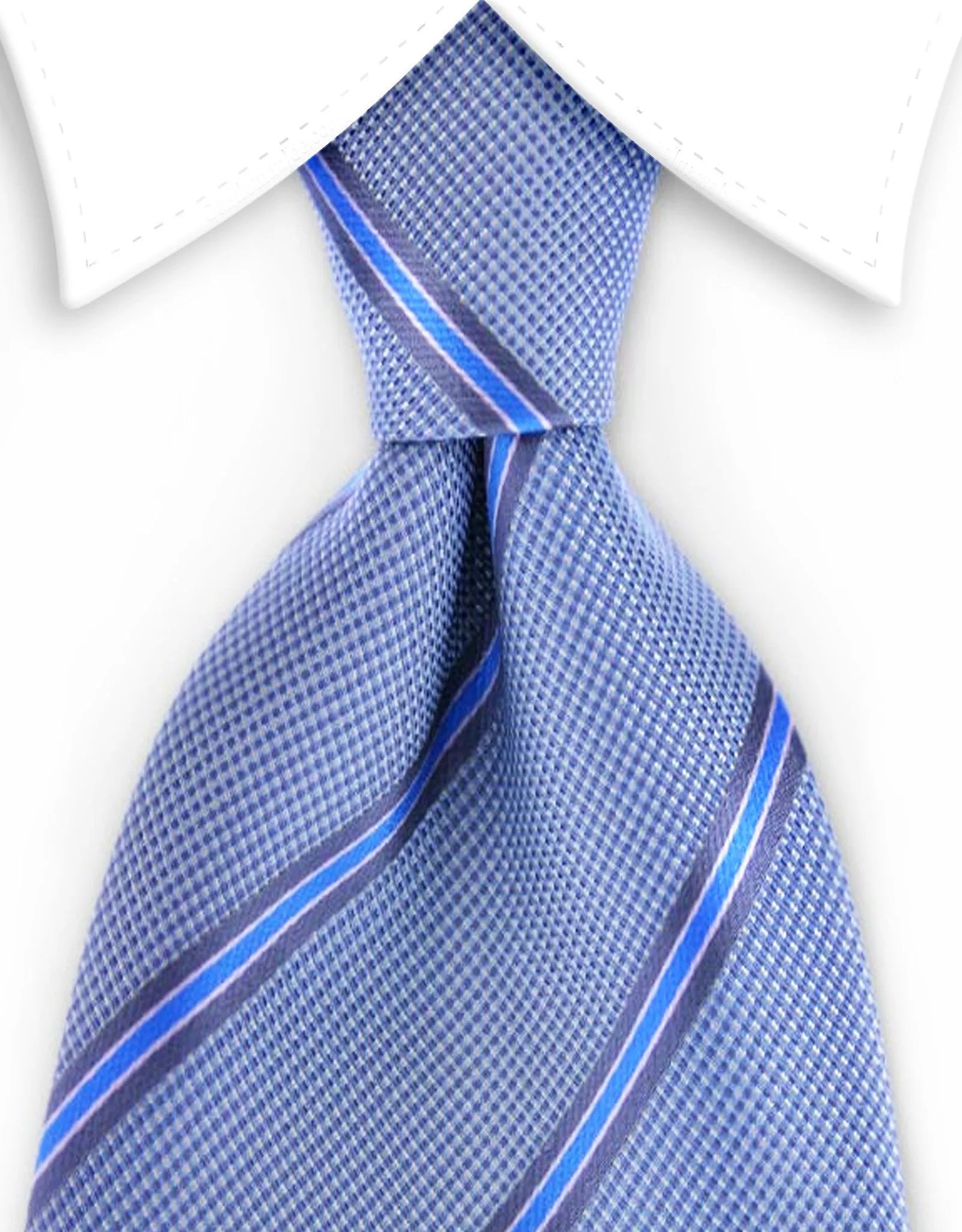 Platinum Tan 4" Wide Tie with Light Blue Stripes