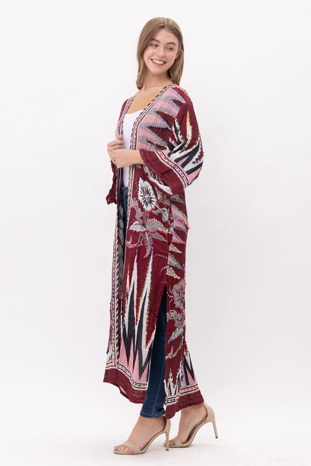 RAJ MEGHAN THICK STITCH EMBROIDERED DUSTER
