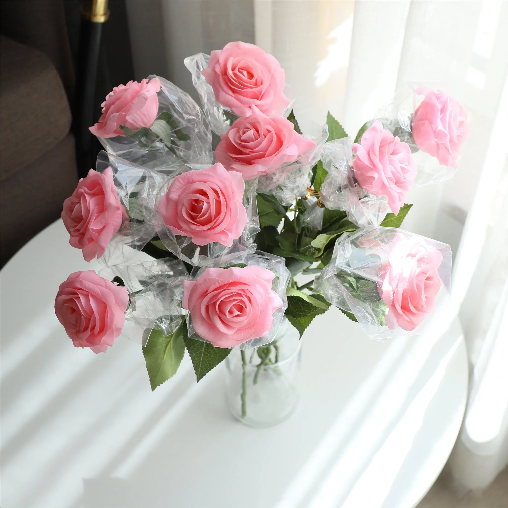 Real Touch Flowers Soft Pink Roses Bulk 50 Flowers