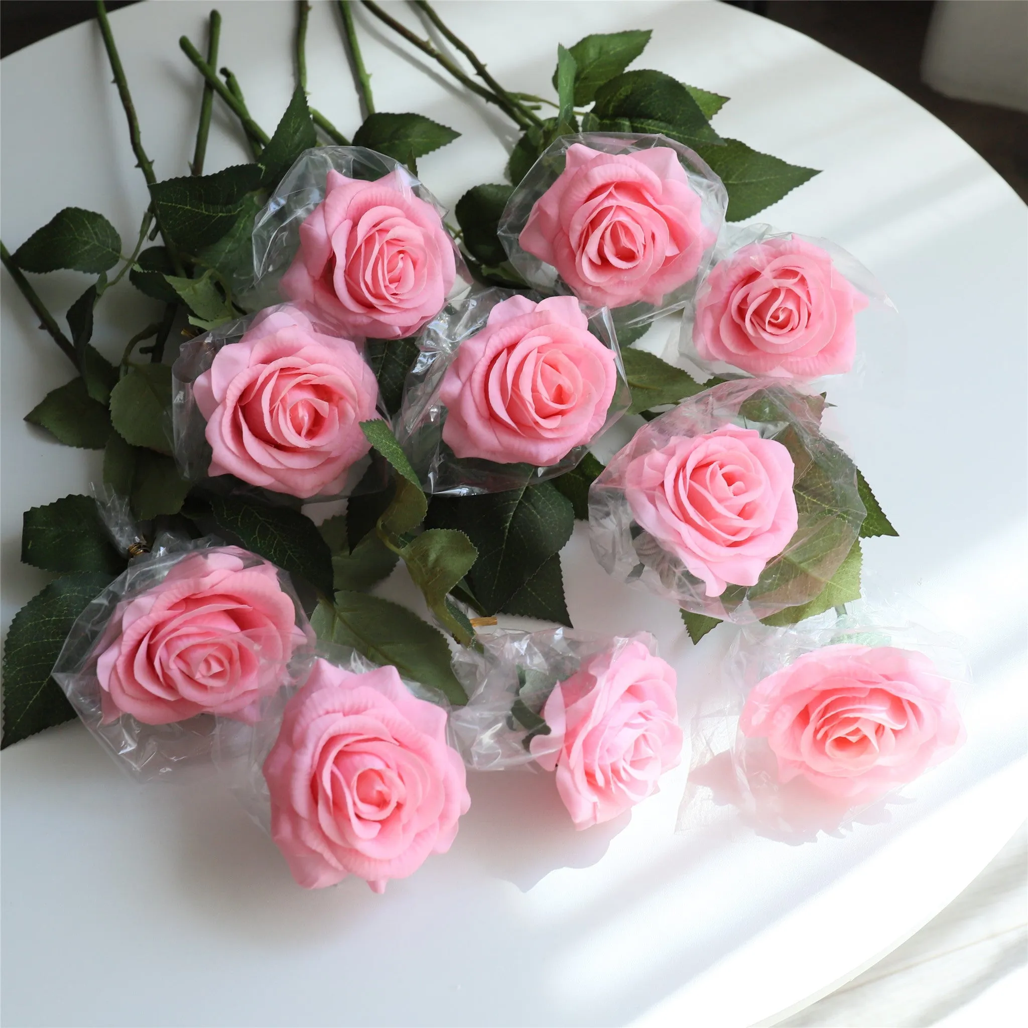 Real Touch Flowers Soft Pink Roses Bulk 50 Flowers