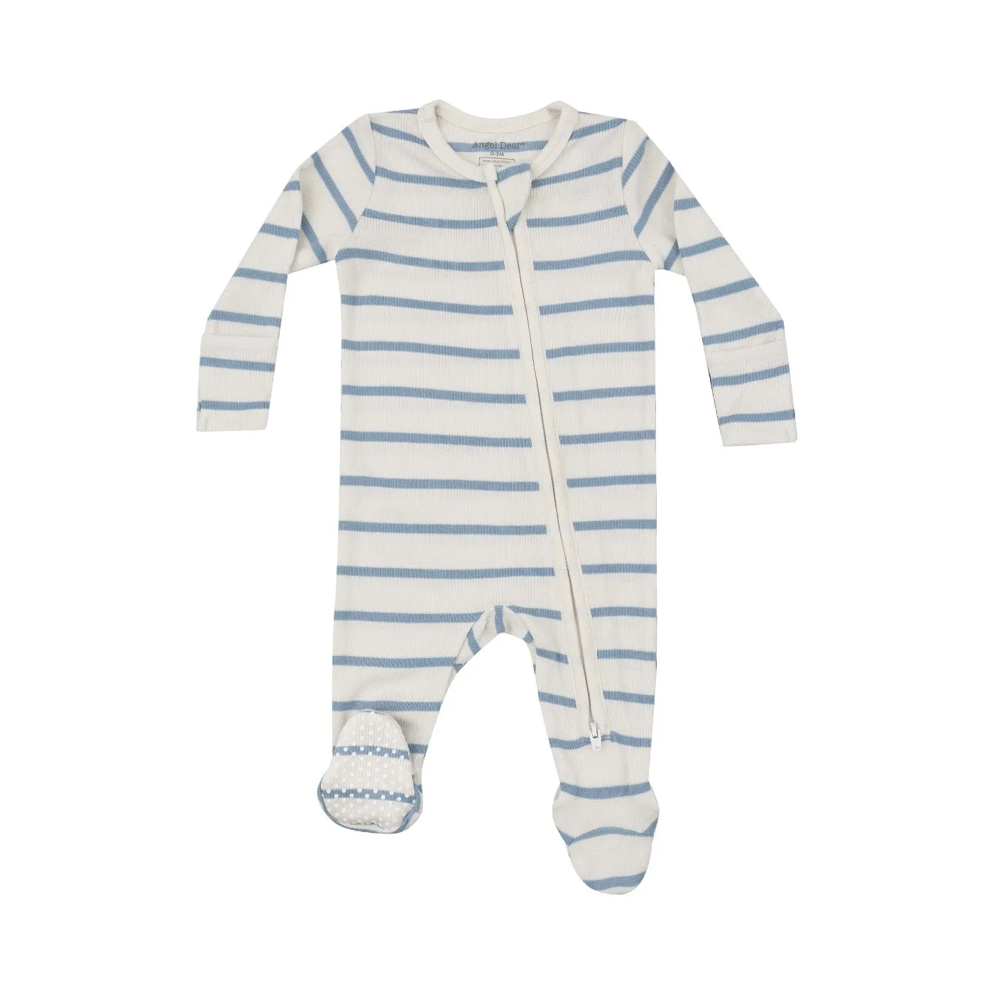 Ribbed Stripe Glacier Lake Two-Way Zipper Footie by Angel Dear