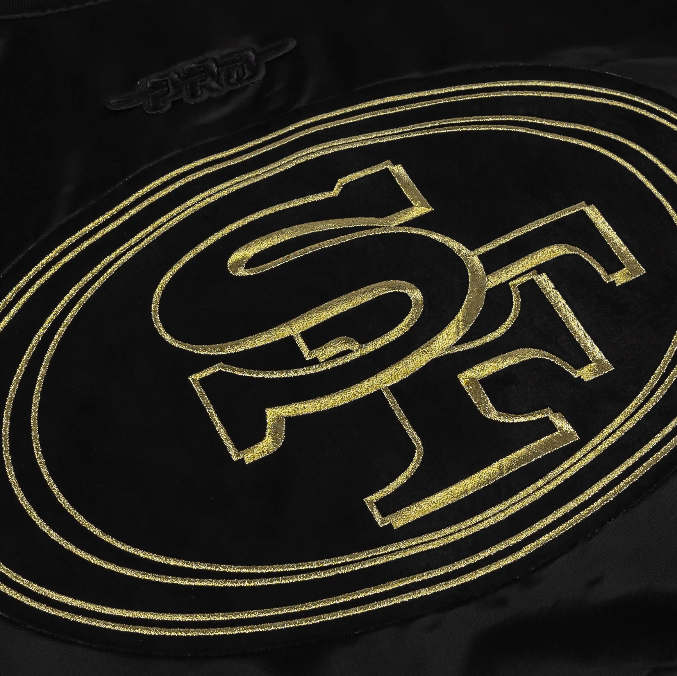 San Francisco 49ers Satin Varisty Mens Jacket (Black/Gold)