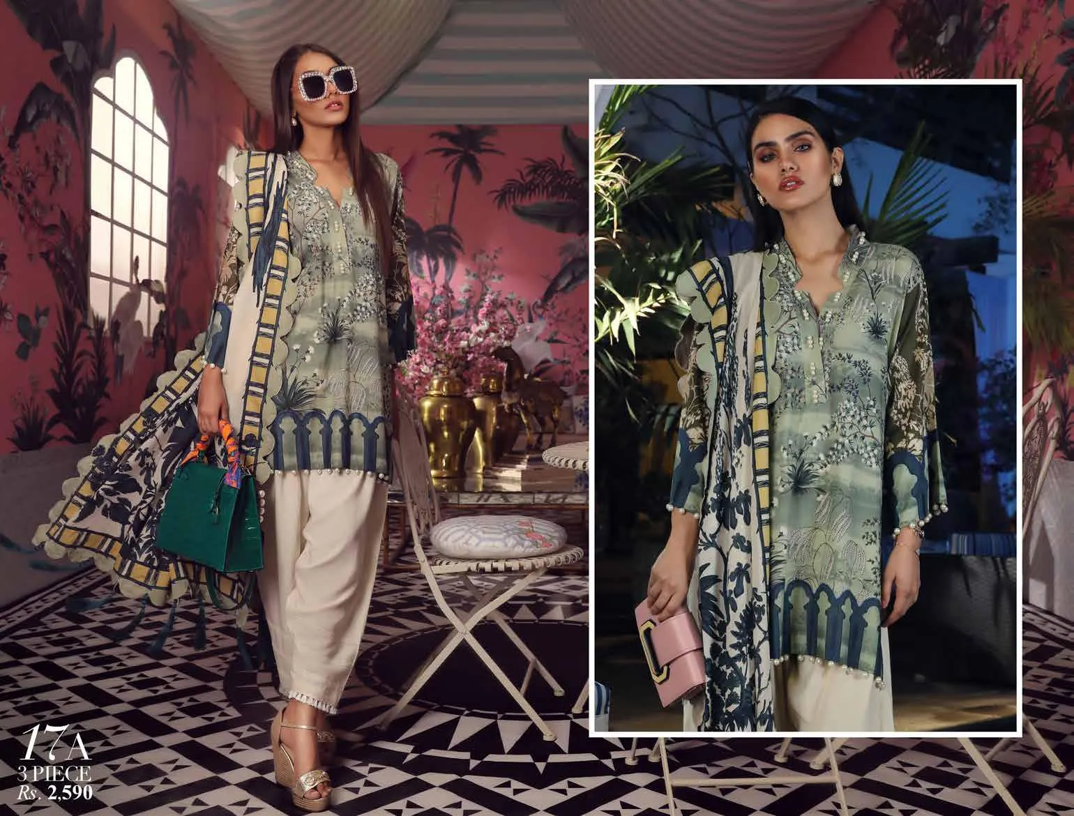 Sana Safinaz Muzlin Lawn Collection 2019 – 17A - Verde