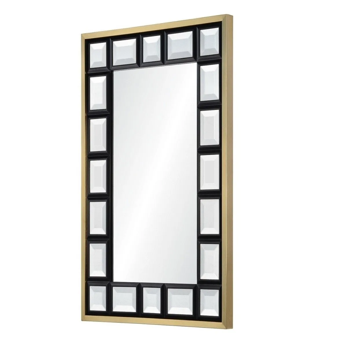 Satin Black & Satin Brass Wall Mirror by Suzanne Kasler