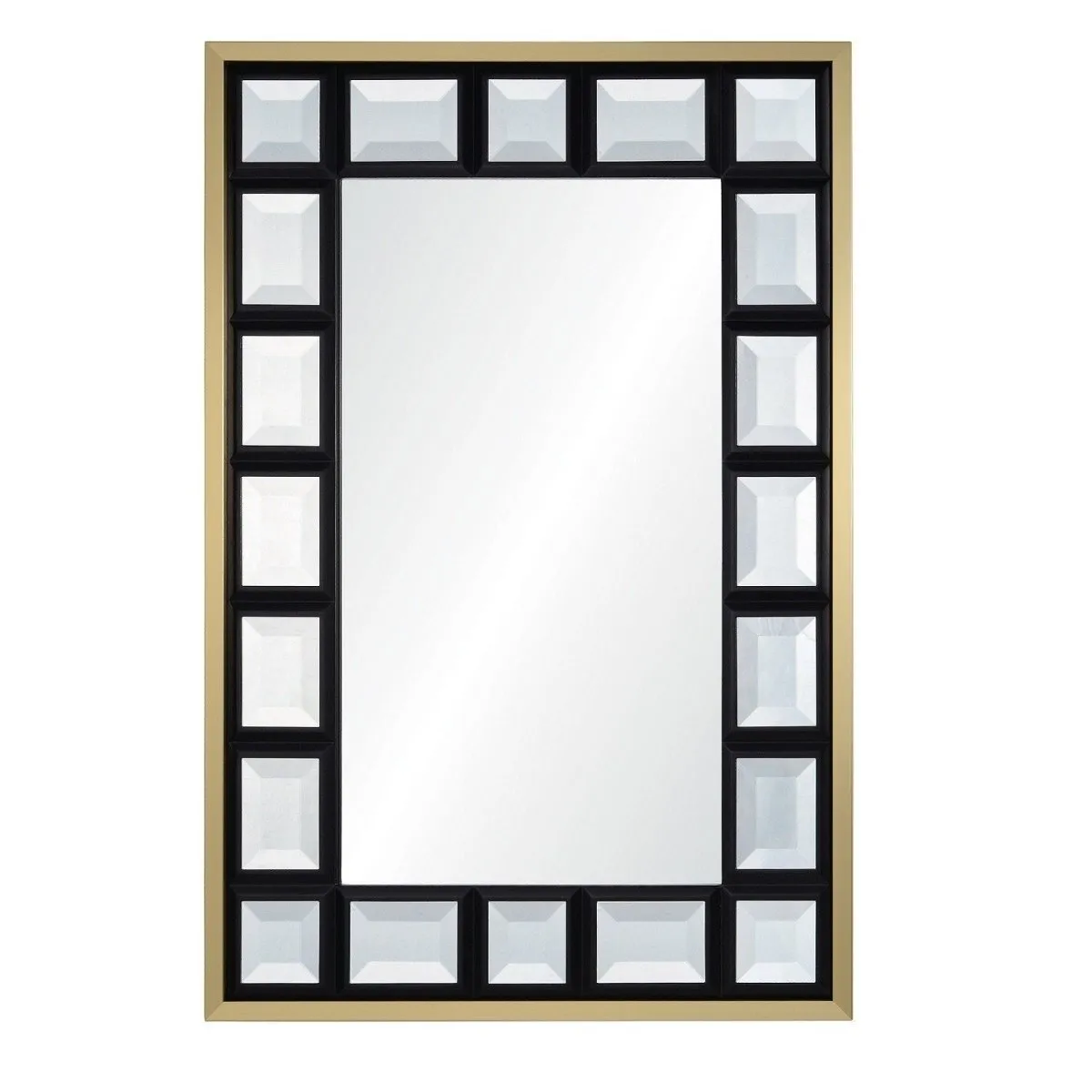 Satin Black & Satin Brass Wall Mirror by Suzanne Kasler