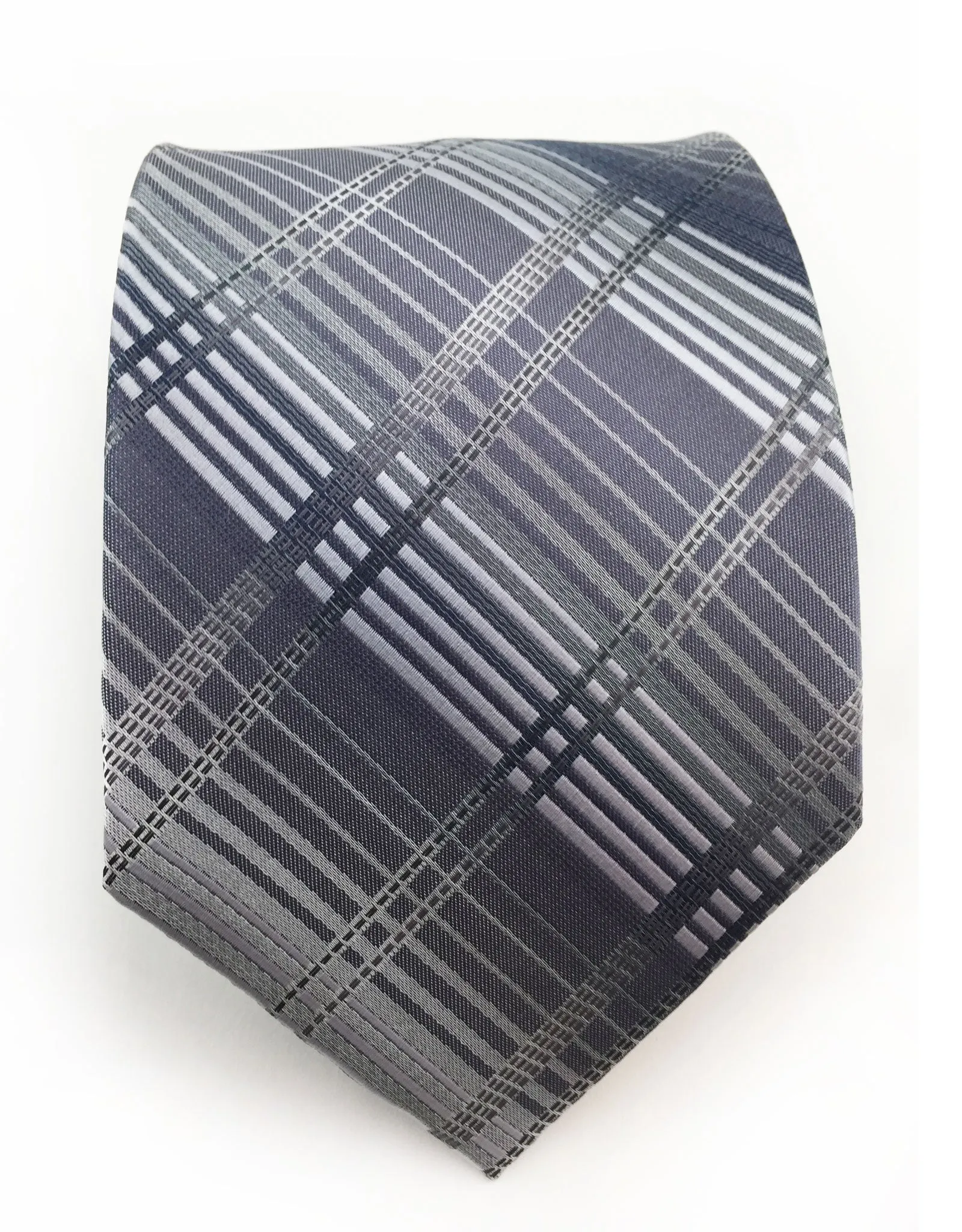 Silver Gray Plaid Tie