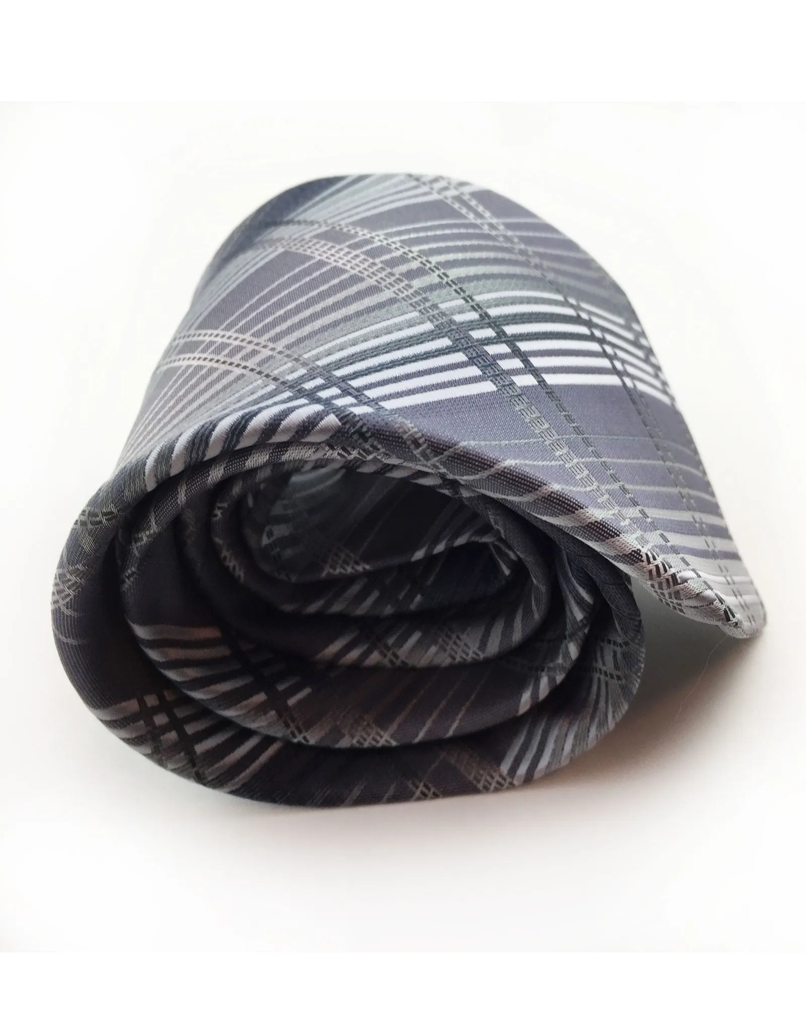 Silver Gray Plaid Tie