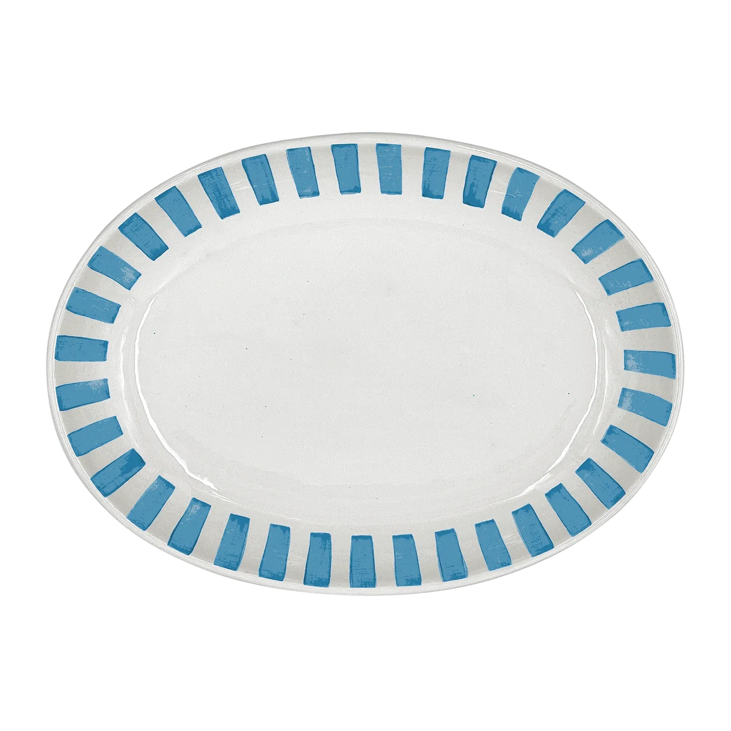 Small Light Blue Stripes Oval Platter
